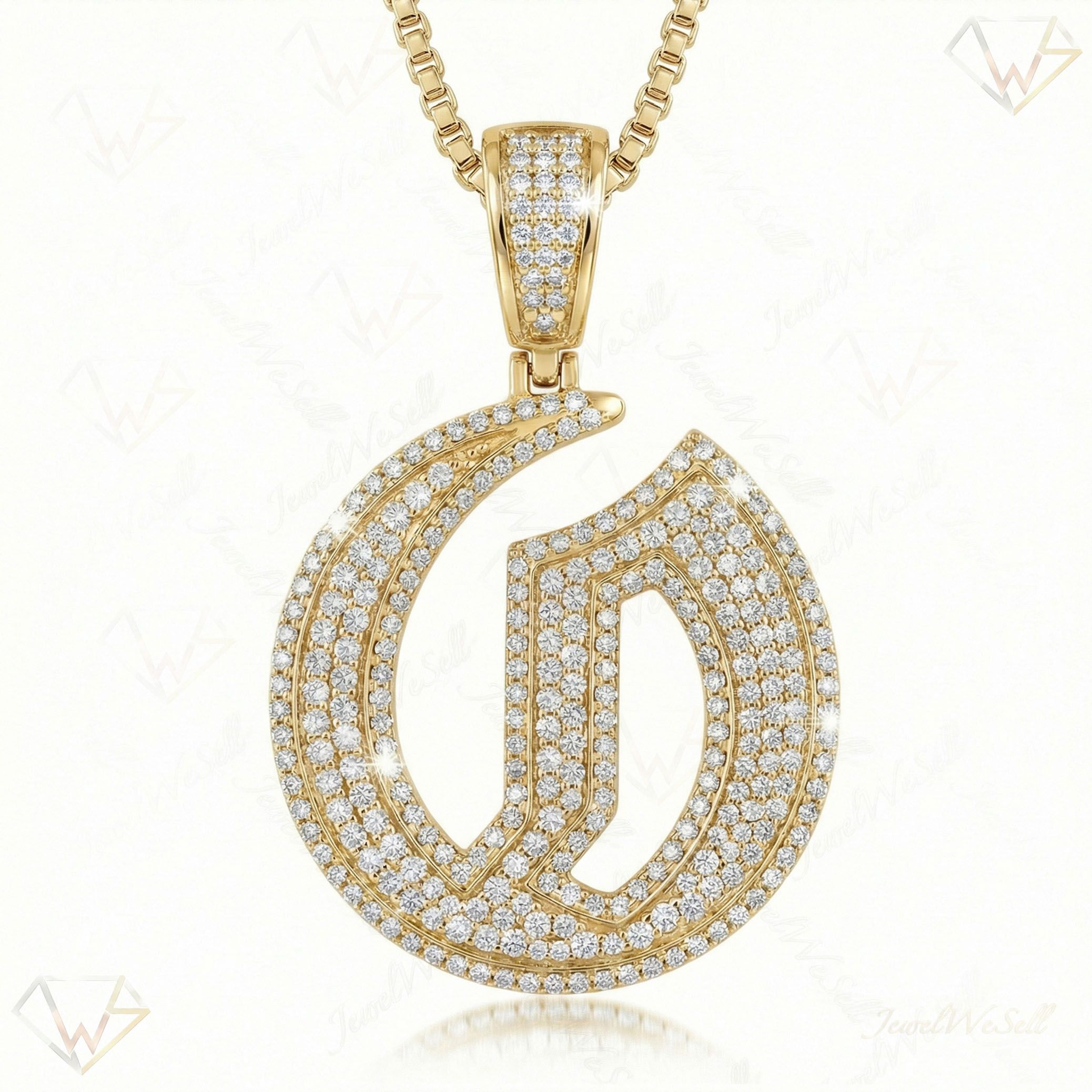 1.80 Ct EF VS Lab Grown Diamond O Old English Initial Pendant in 10k Yellow Gold 702987