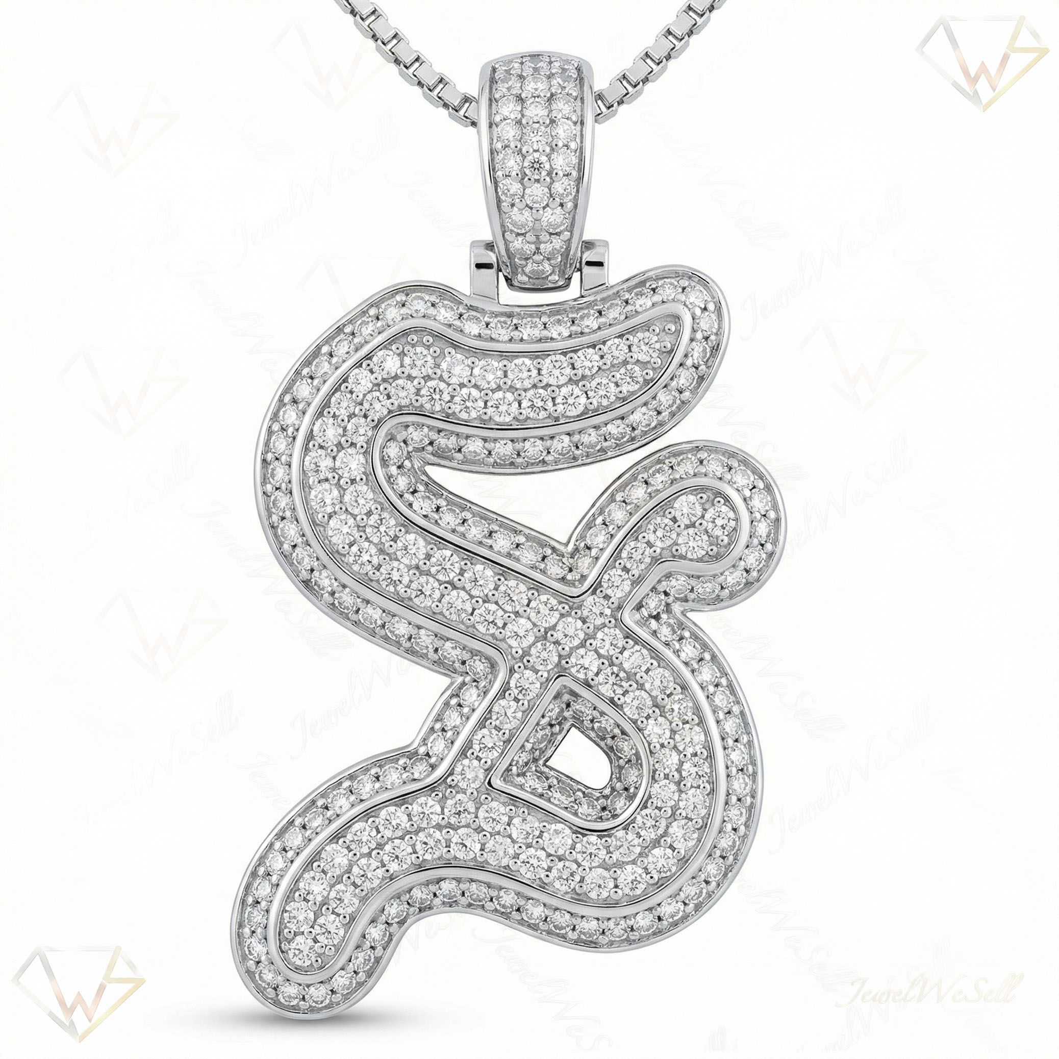 1.50 Ct EF VS Lab Grown Diamond S Old English Initial Pendant in 10k White Gold 702991