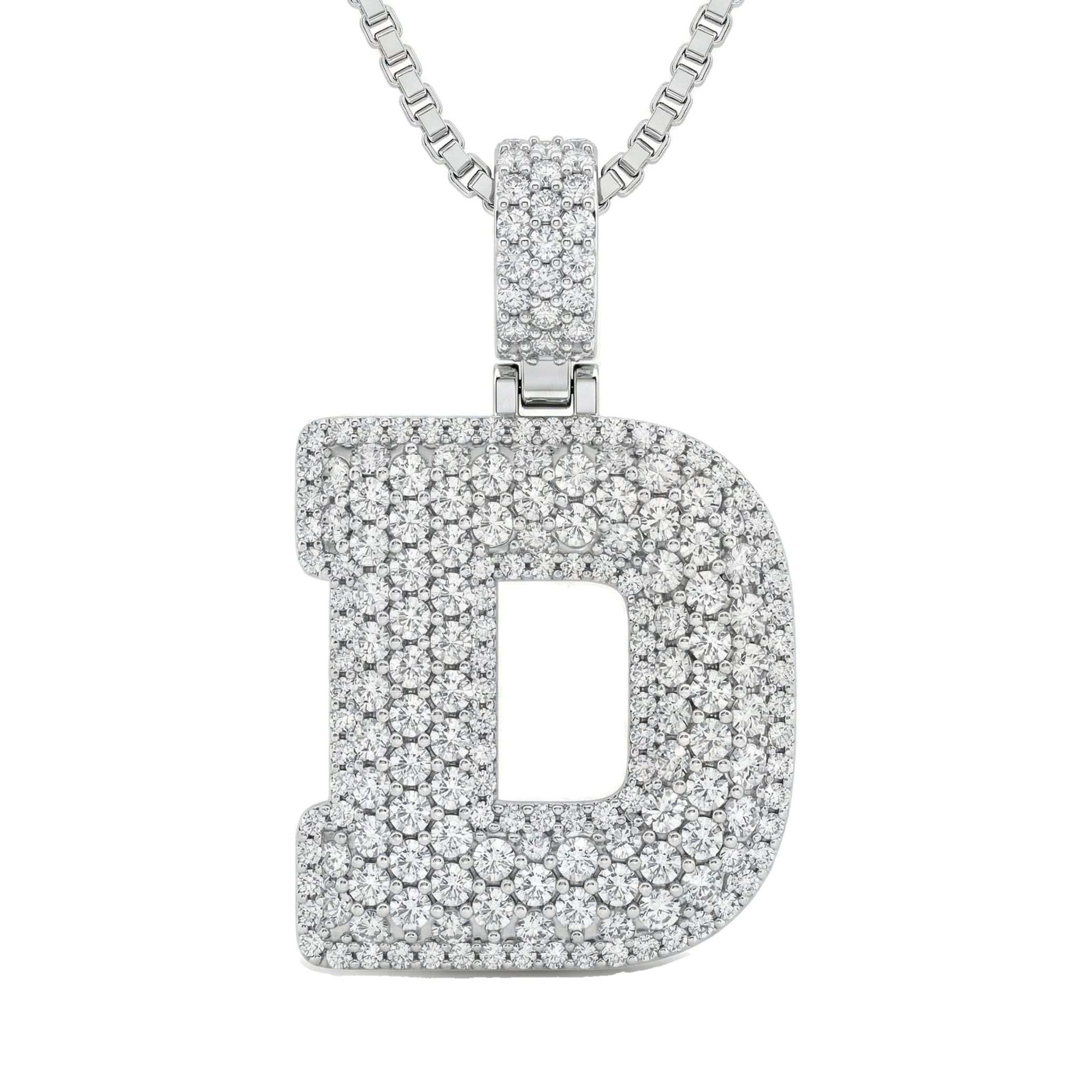 7.50 Ct EF VS Moissanite D Micropave Filled Initial Pendant in 925 Sterling Silver 703028