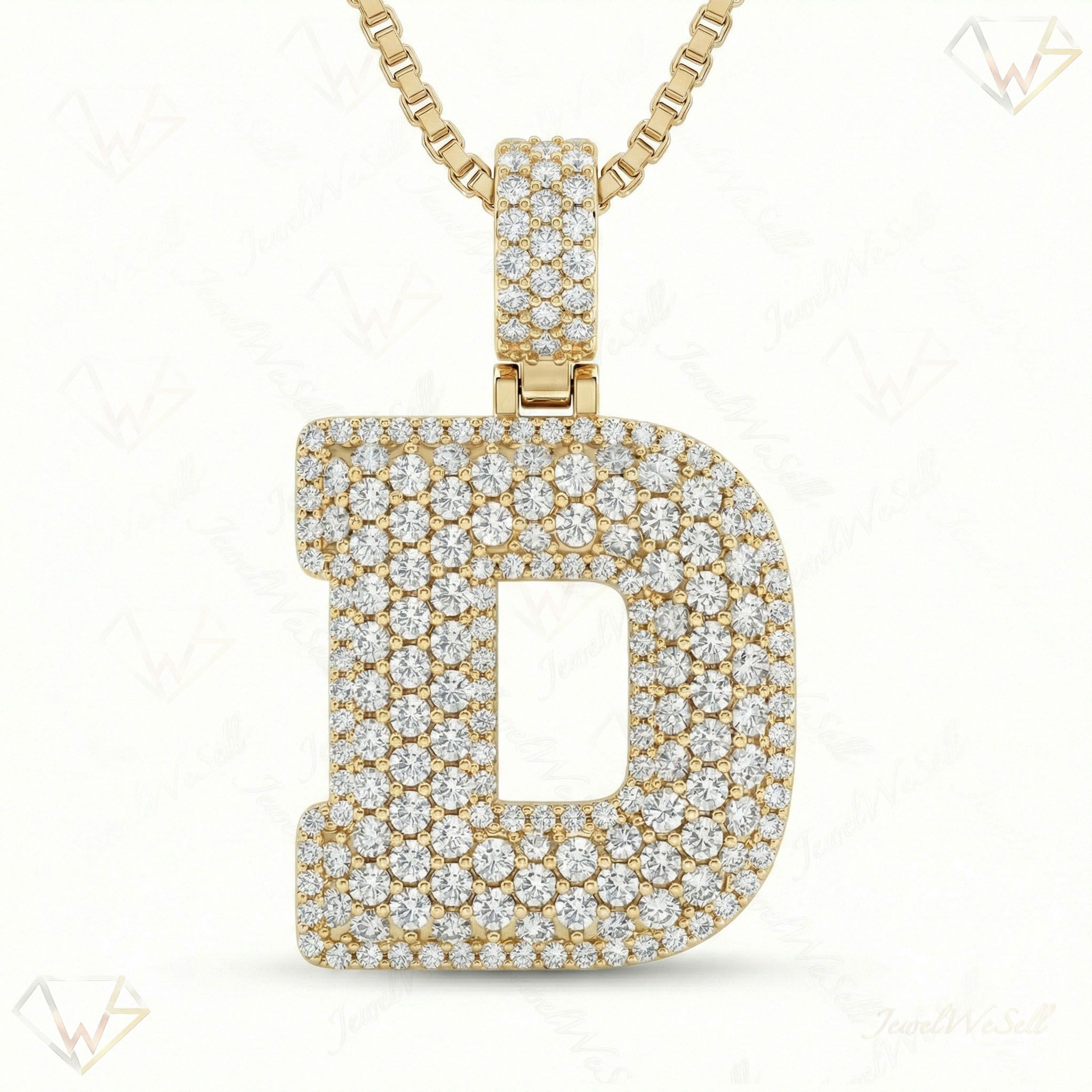 7.50 Ct EF VS Lab Grown Diamond D Micropave Filled Initial Pendant in 10k Yellow Gold 703028