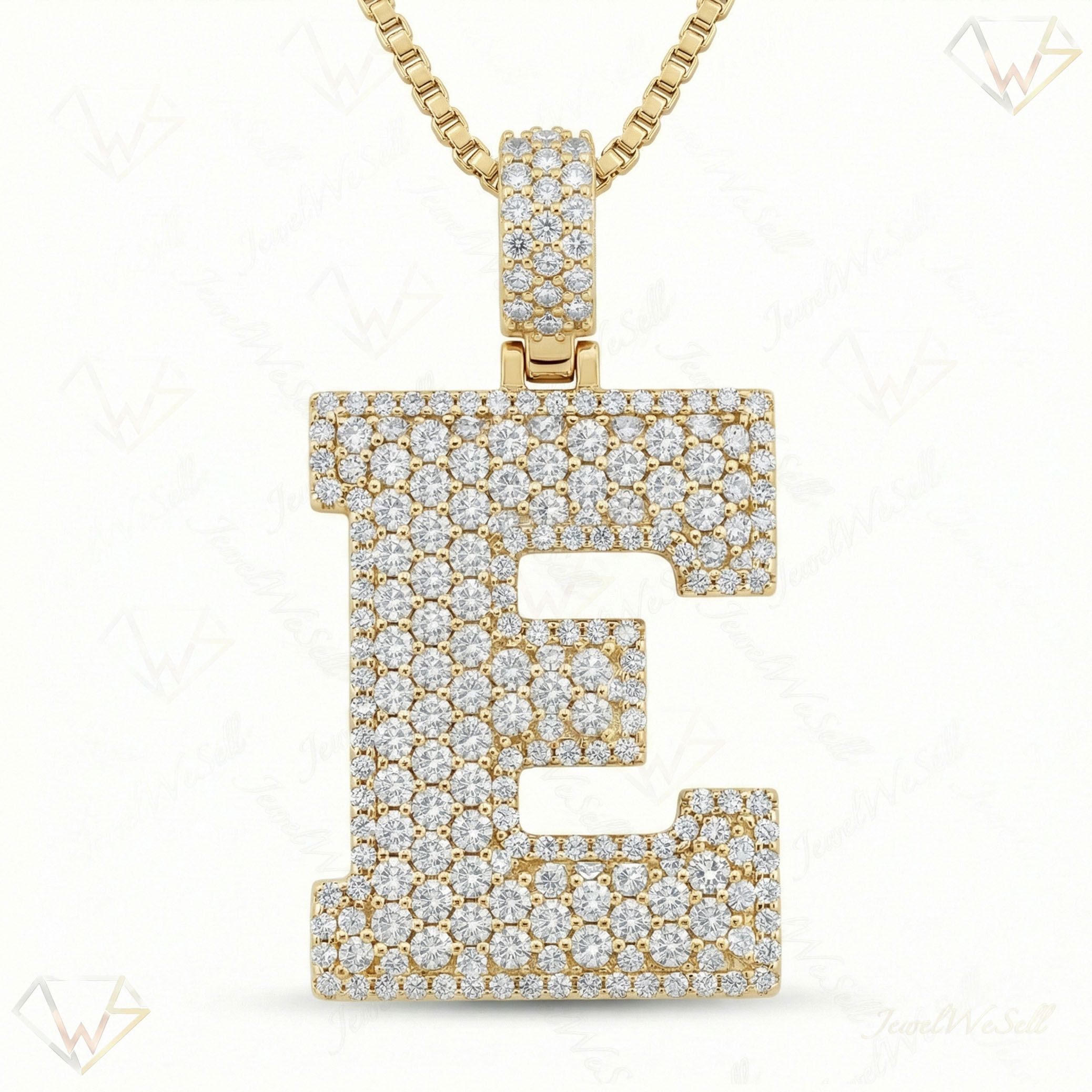 6.35 Ct EF VS Lab Grown Diamond E Micropave Filled Initial Pendant in 10k Yellow Gold 703029