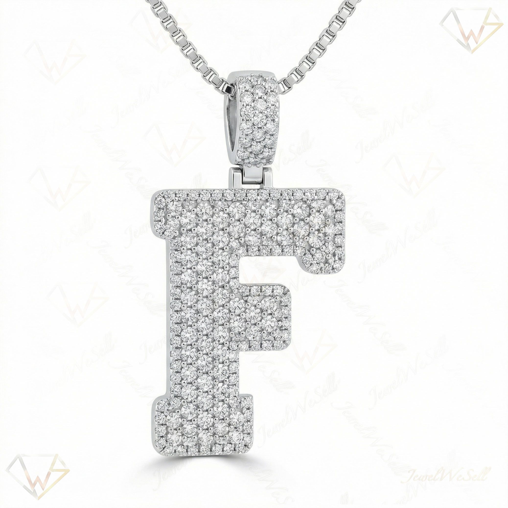 5.75 Ct EF VS Moissanite F Micropave Filled Initial Pendant in 925 Sterling Silver 703030