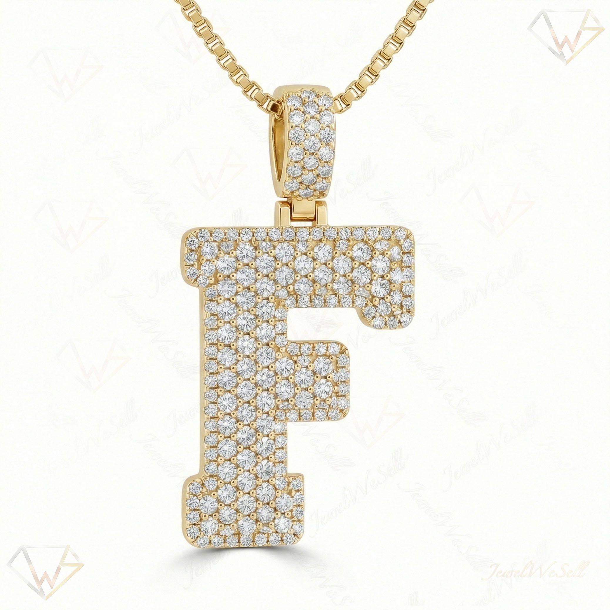 5.75 Ct EF VS Lab Grown Diamond F Micropave Filled Initial Pendant in 10k Yellow Gold 703030