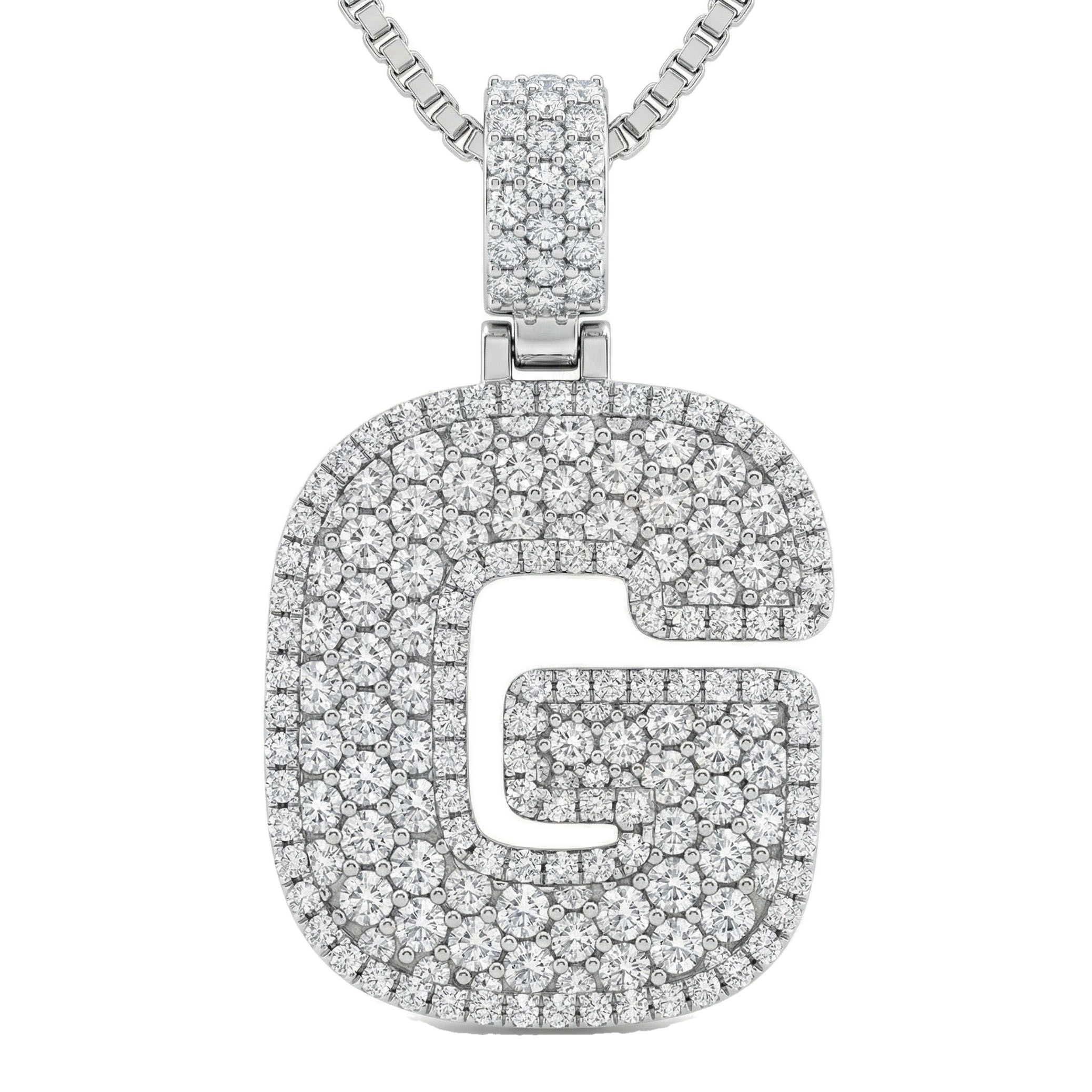 7.20 Ct EF VS Moissanite G Micropave Filled Initial Pendant in 925 Sterling Silver 703031