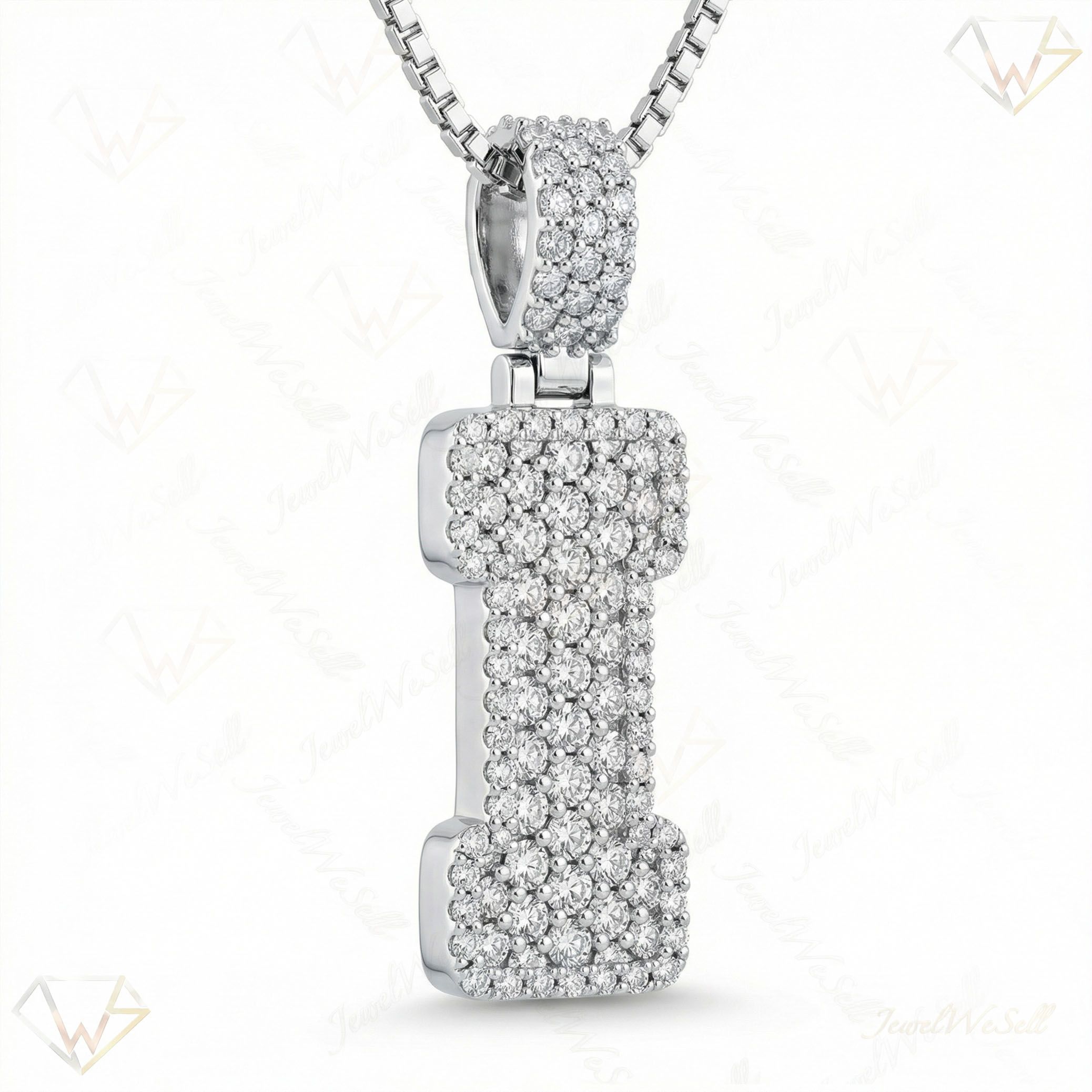 4.00 Ct EF VS Lab Grown Diamond I Micropave Filled Initial Pendant in 10k White Gold 703033