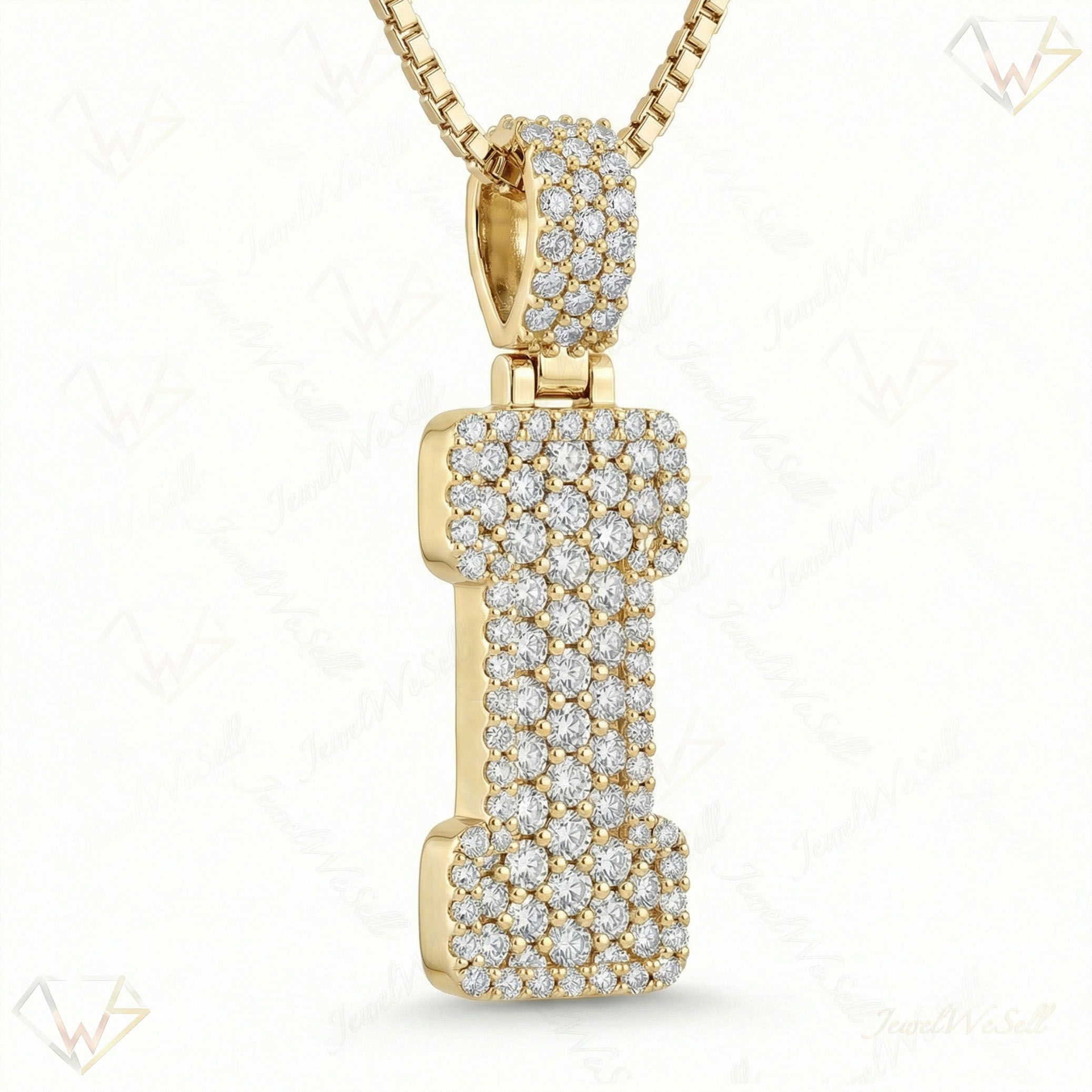 4.00 Ct EF VS Lab Grown Diamond I Micropave Filled Initial Pendant in 10k Yellow Gold 703033