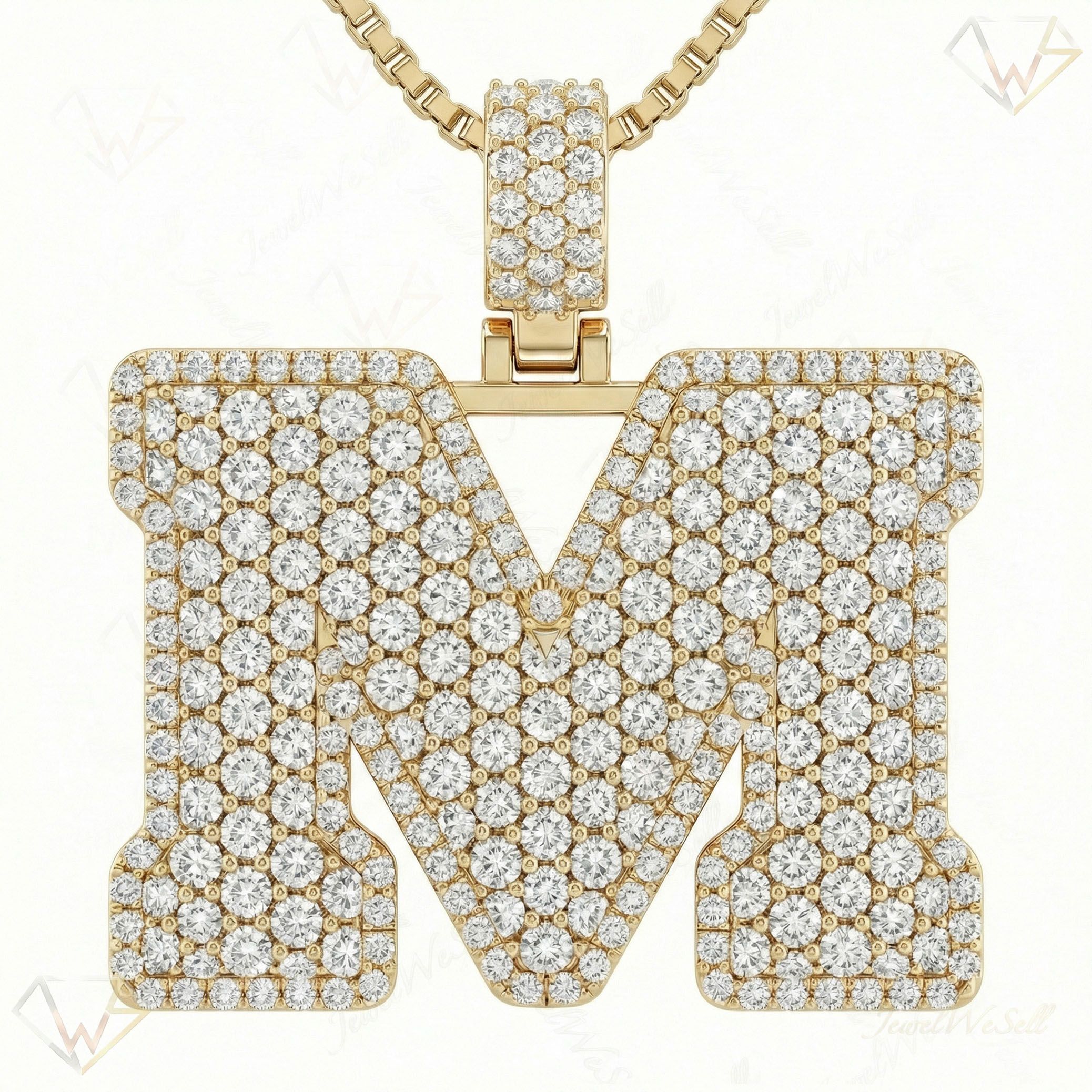 10.75 Ct EF VS Lab Grown Diamond M Micropave Filled Initial Pendant in 10k Yellow Gold 703037