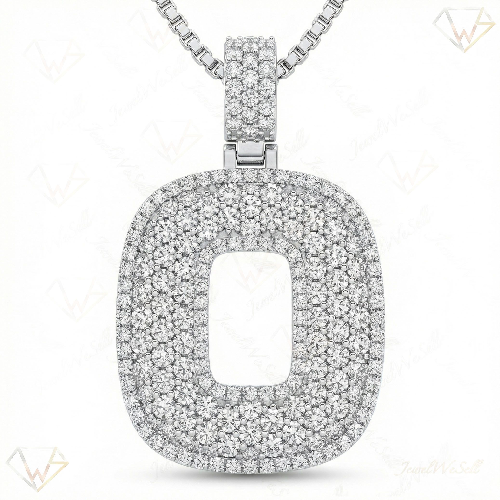 6.95 Ct EF VS Lab Grown Diamond O Micropave Filled Initial Pendant in 10k White Gold 703039