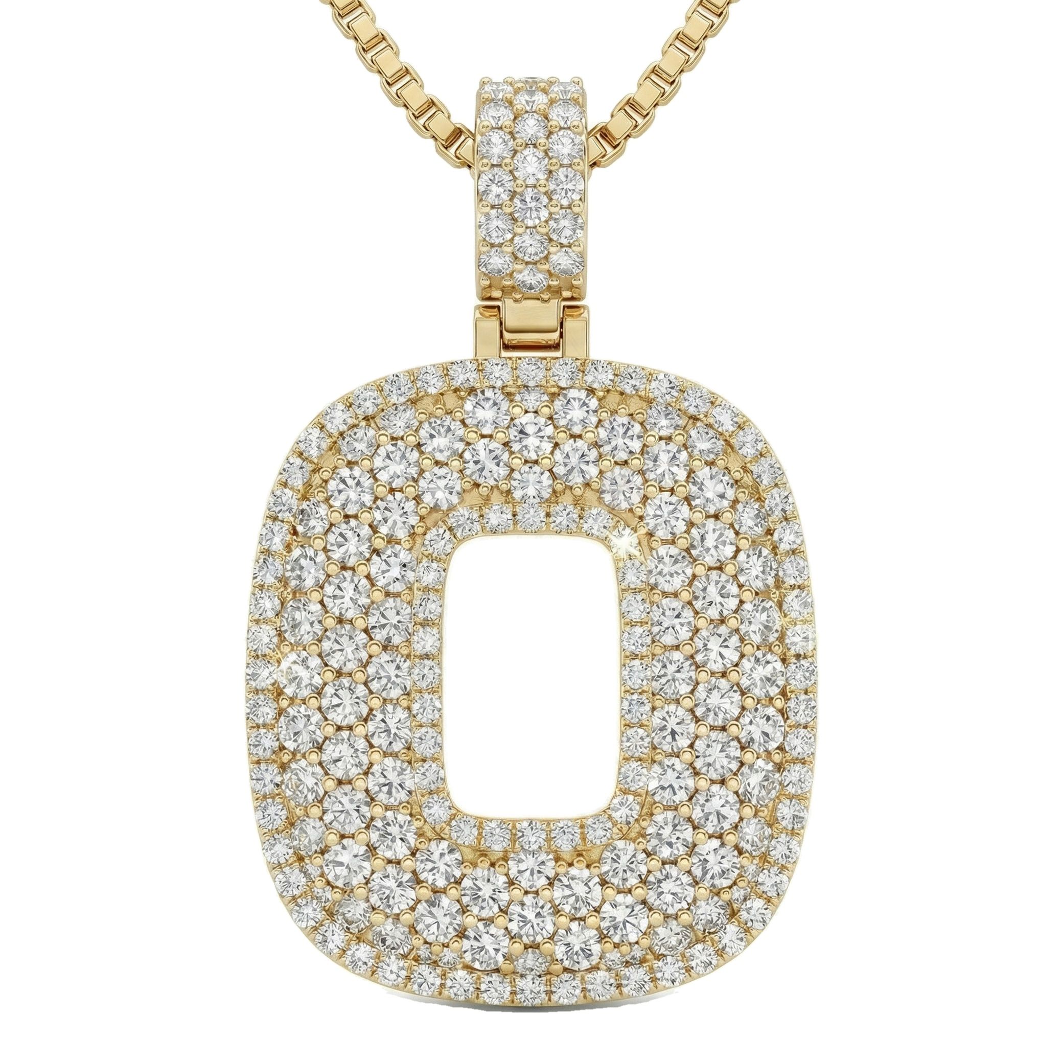 6.95 Ct EF VS Lab Grown Diamond O Micropave Filled Initial Pendant in 10k Yellow Gold 703039