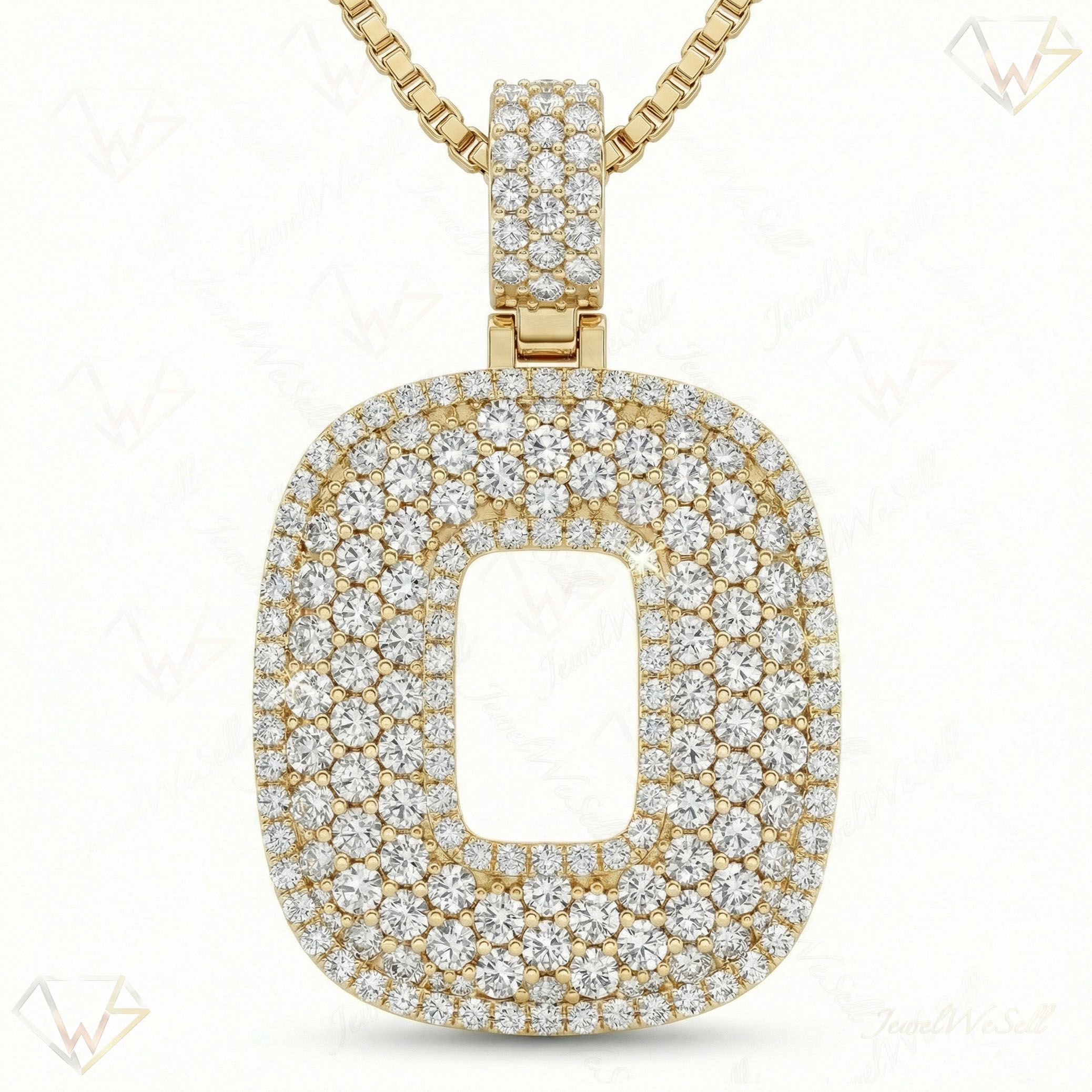 6.95 Ct EF VS Lab Grown Diamond O Micropave Filled Initial Pendant in 14k Yellow Gold 703039