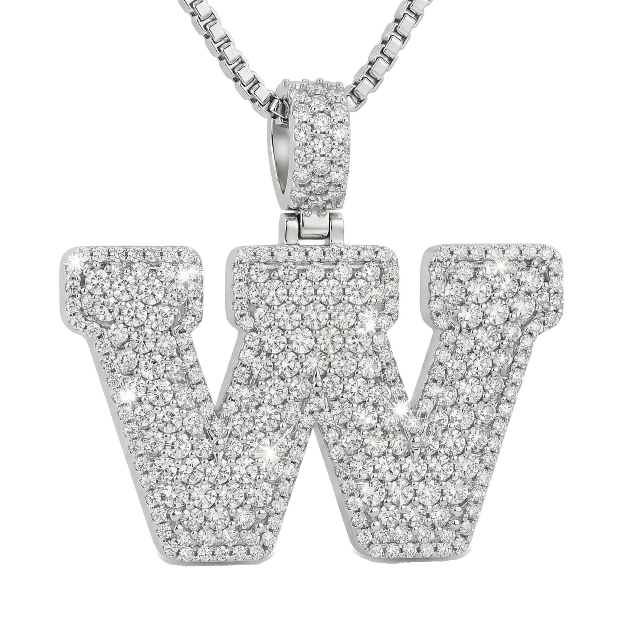 11.45 Ct EF VS Lab Grown Diamond W Micropave Filled Initial Pendant in 10k White Gold 703047