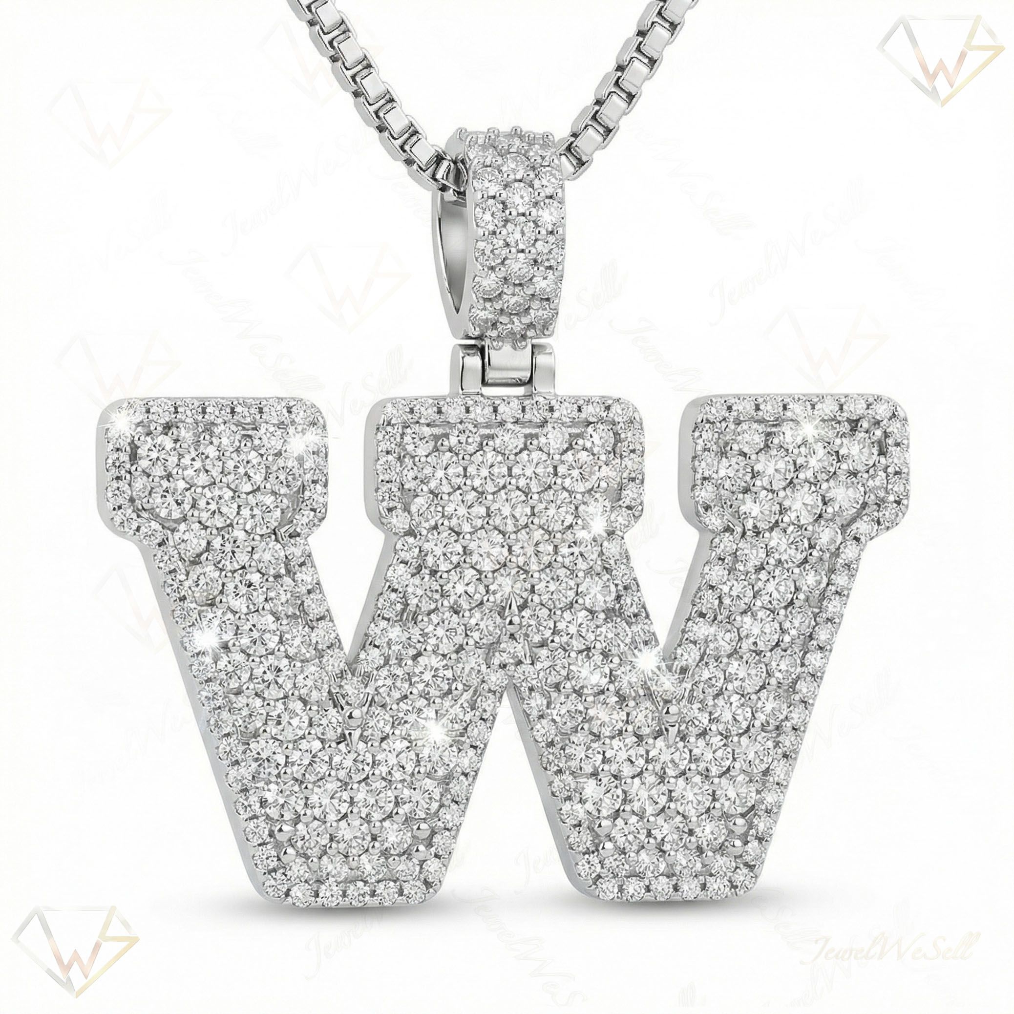 11.45 Ct EF VS Lab Grown Diamond W Micropave Filled Initial Pendant in 14k White Gold 703047