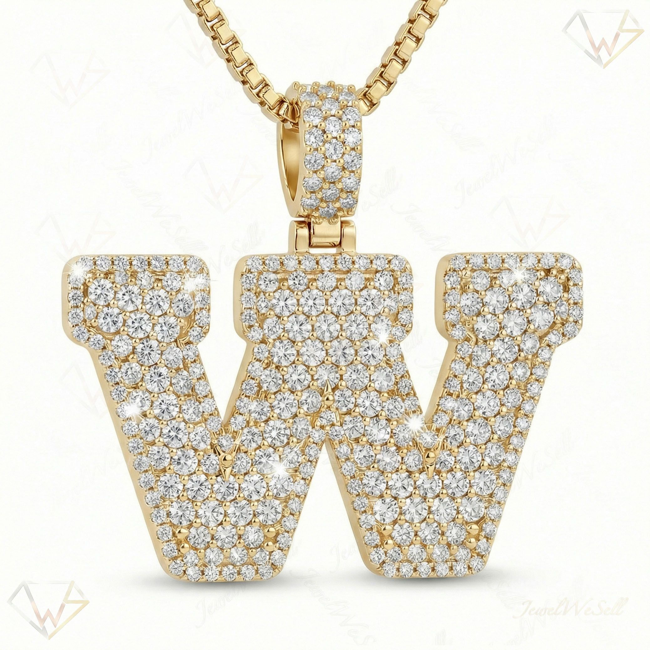 11.45 Ct EF VS Lab Grown Diamond W Micropave Filled Initial Pendant in 10k Yellow Gold 703047
