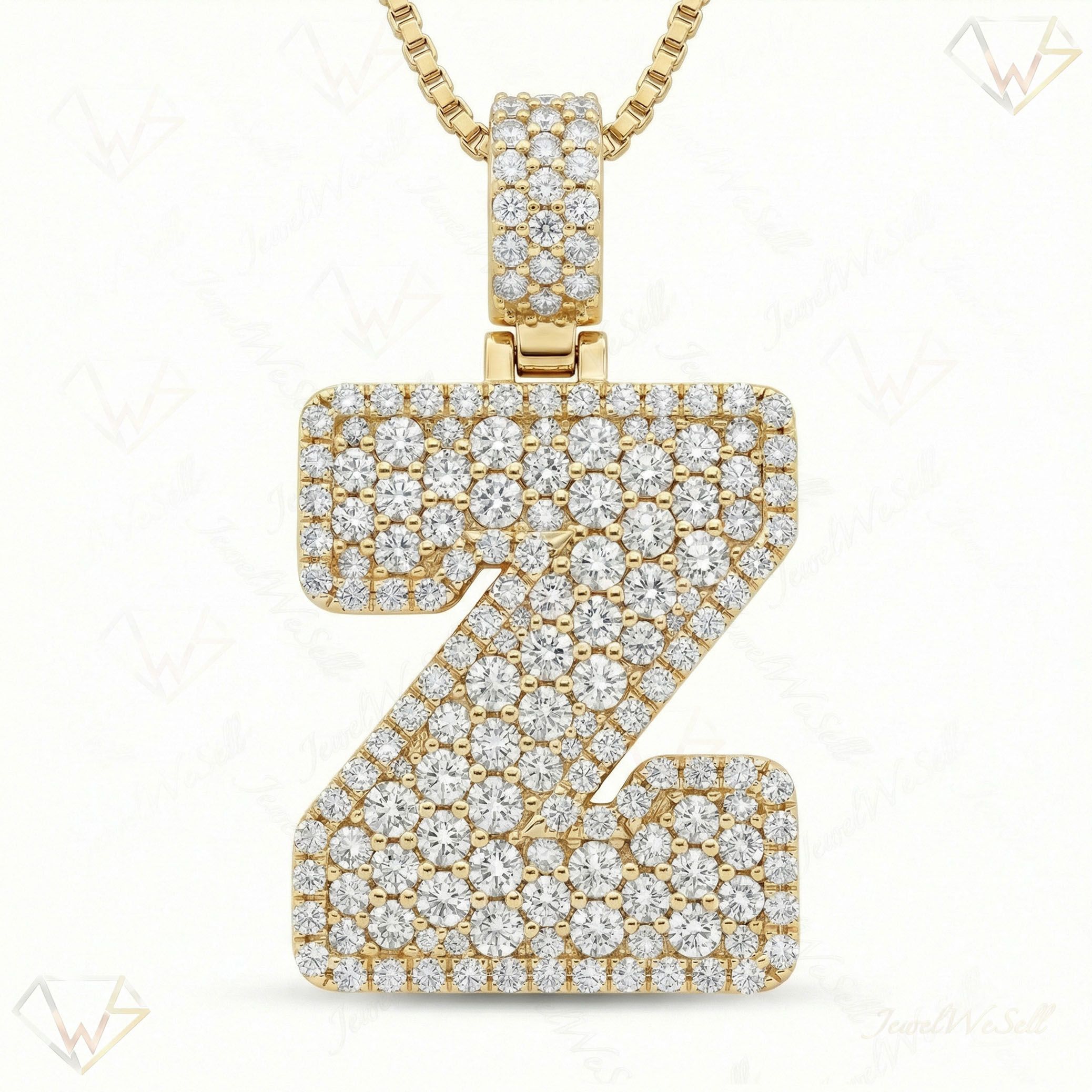7.45 Ct EF VS Lab Grown Diamond Z Micropave Filled Initial Pendant in 10k Yellow Gold 703050