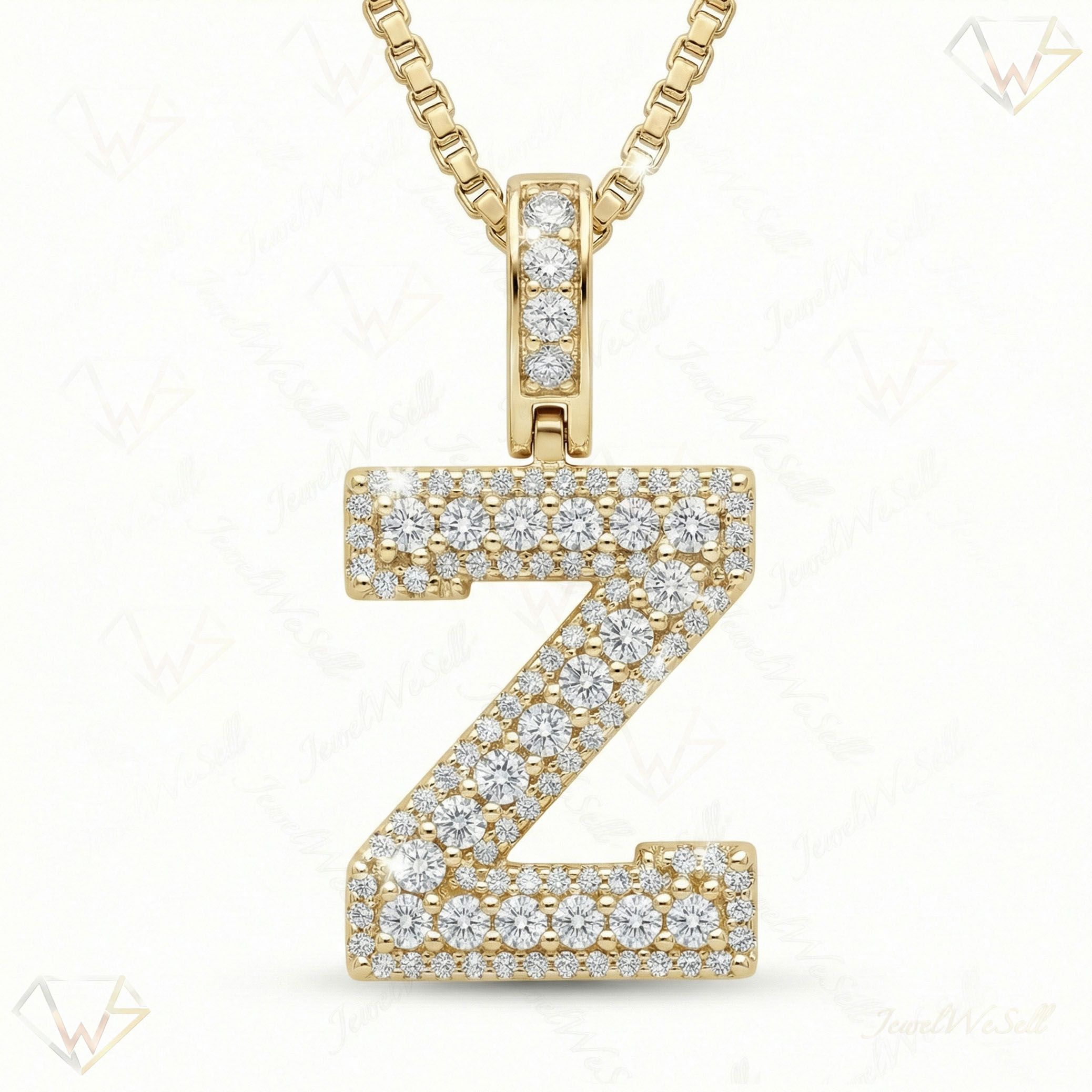 0.90 Ct EF VS Lab Grown Diamond Z Micropave Varsity Initial Pendant in 14k Yellow Gold 703076
