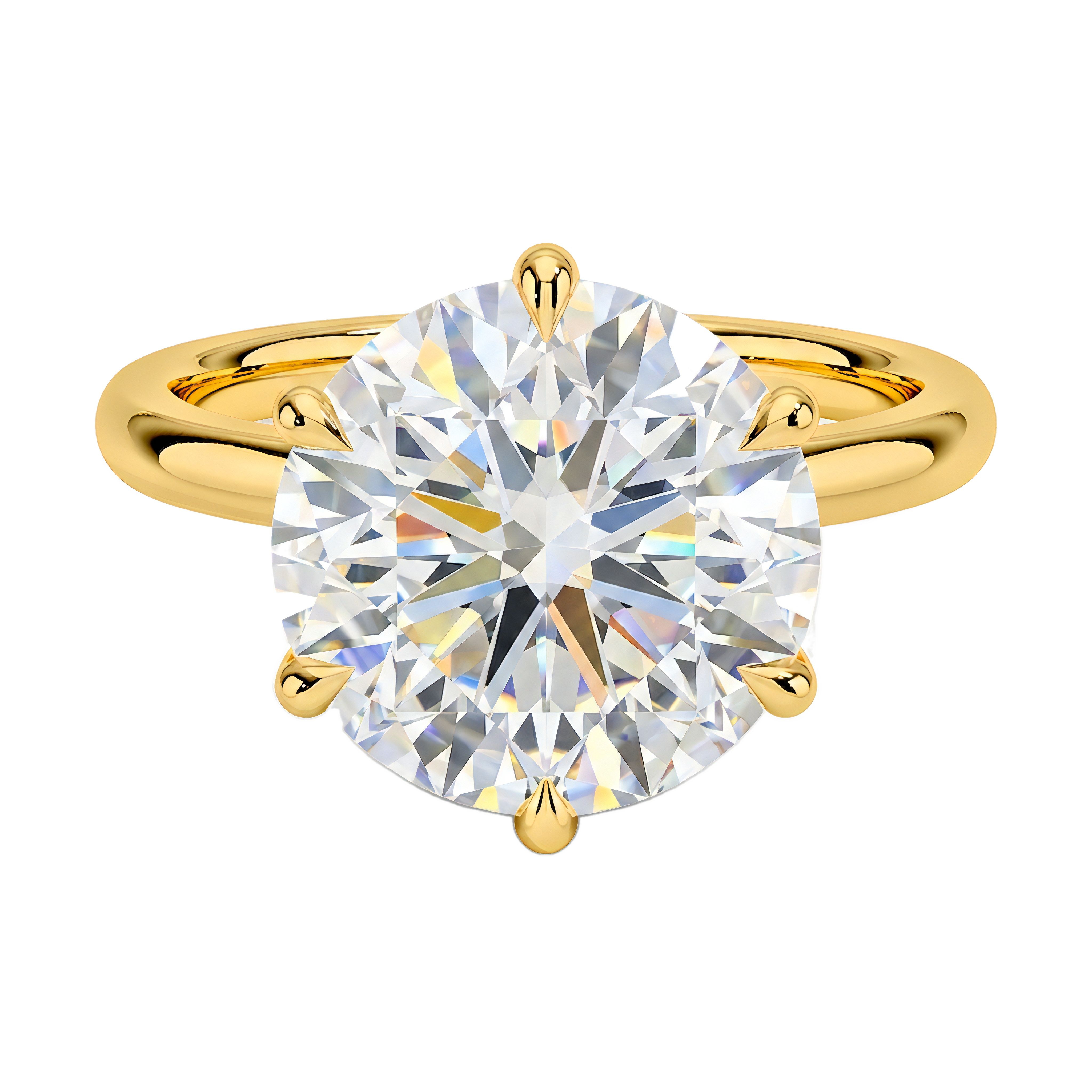 1 to 5 Carat Round Lab Grown Diamond 6 Prong Solitaire Engagement Ring in 14K Gold