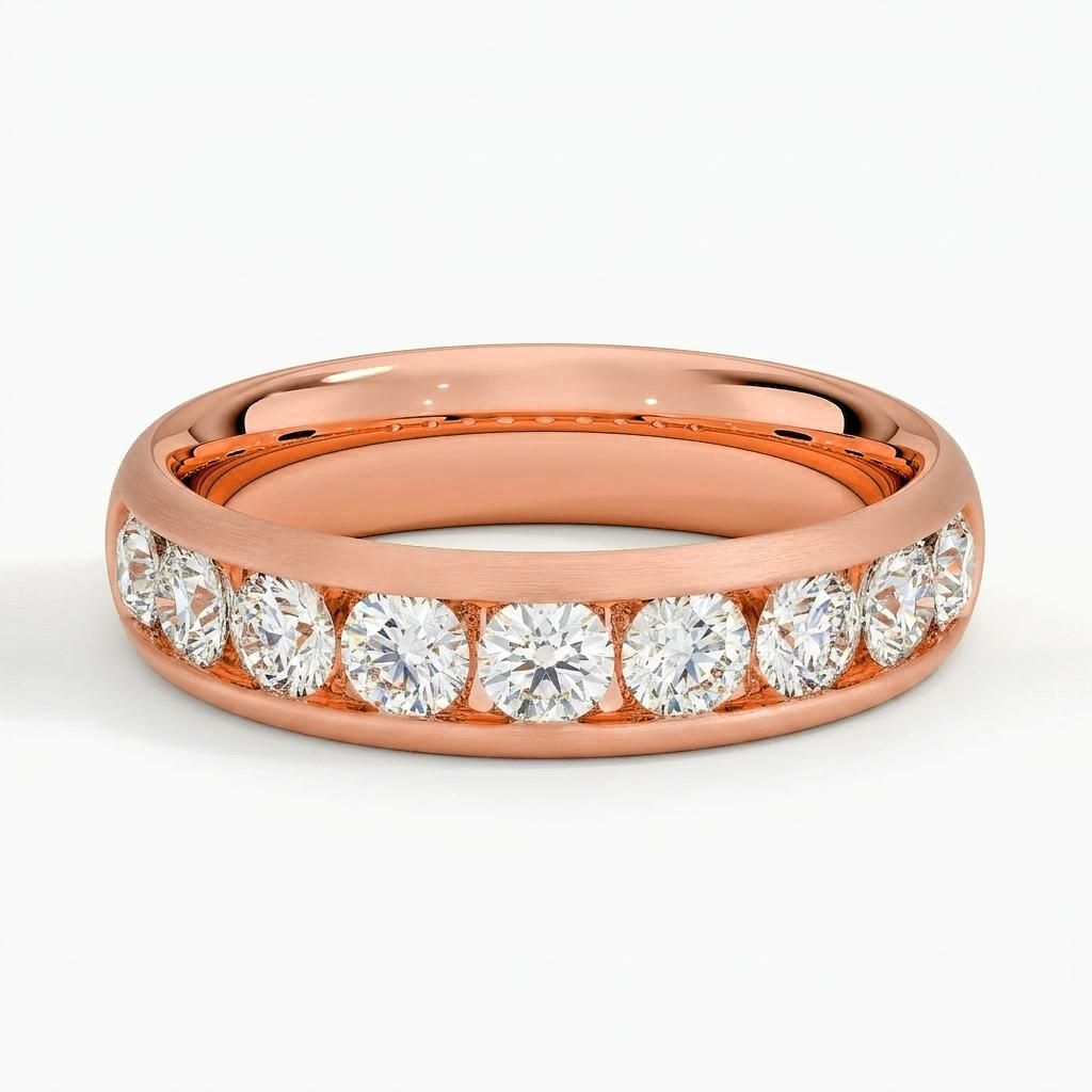 0.5 to 5 Carat Round Lab Grown Diamond Channel-Set Wedding Band in 14K Gold