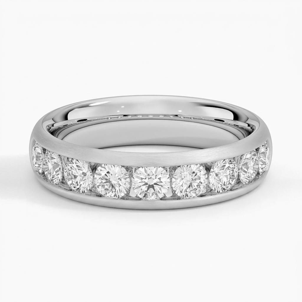 0.5 to 5 Carat Round Lab Grown Diamond Channel-Set Wedding Band in 14K Gold