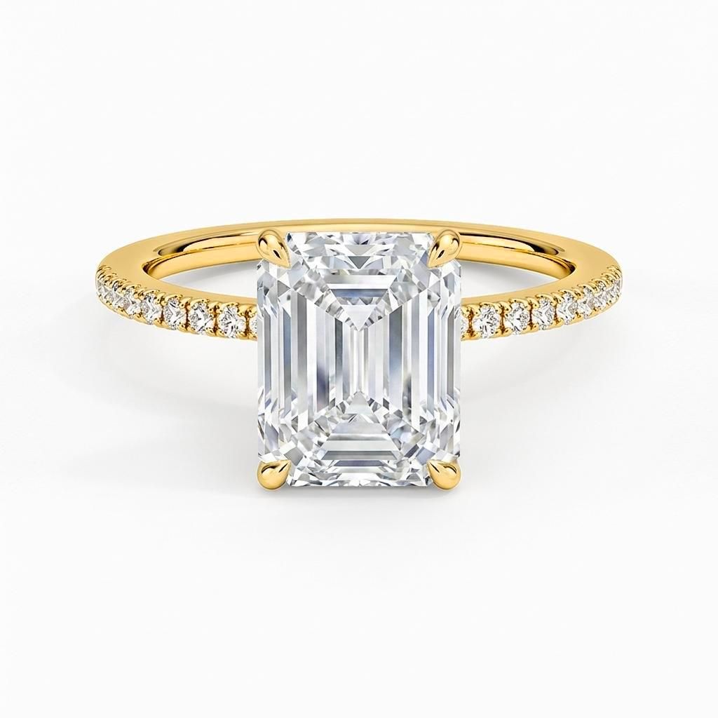 0.5 to 6 Carat Emerald Lab Grown Diamond Solitaire Engagement Ring in 14K Gold