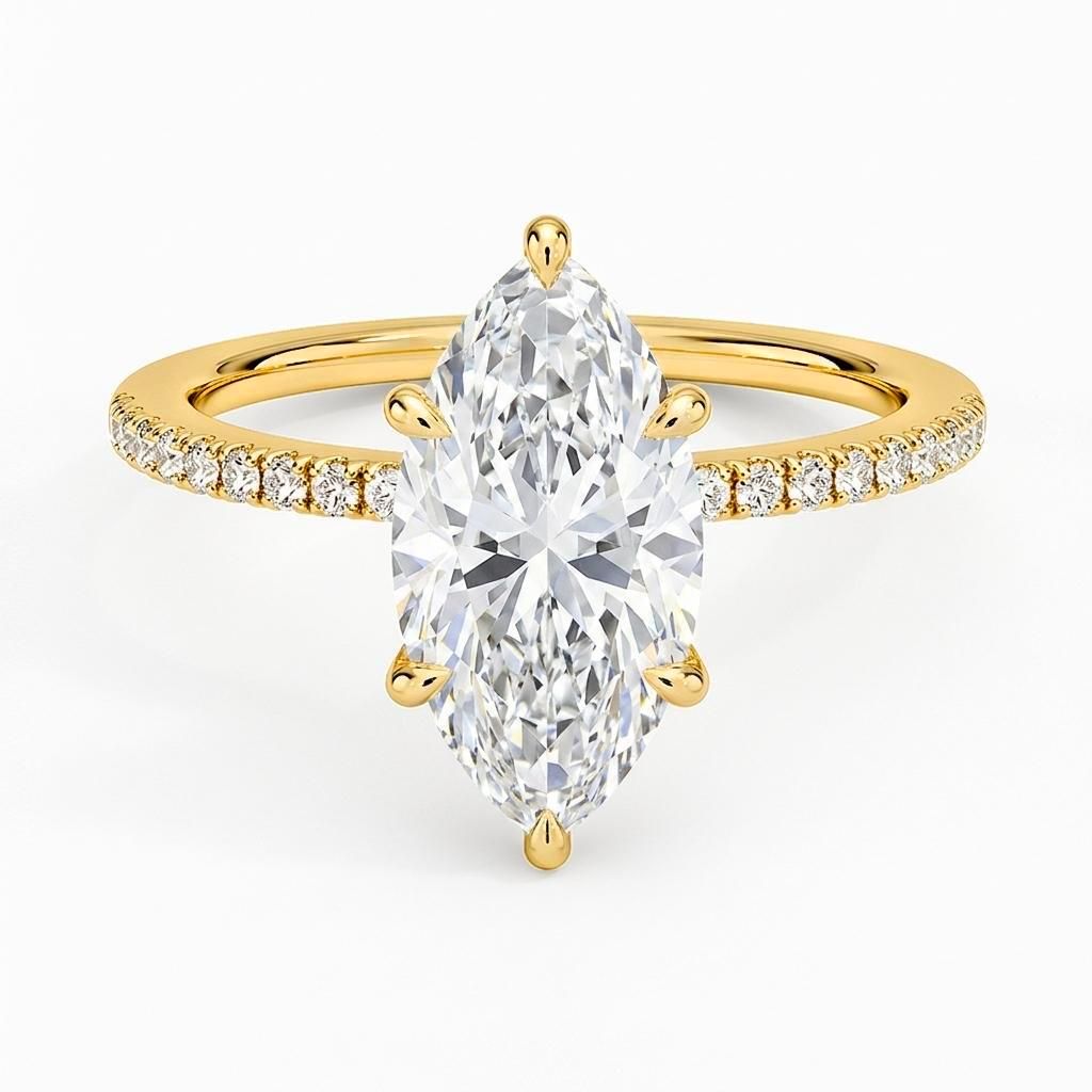 0.5 to 6 Carat Marquise Lab Grown Diamond Solitaire Engagement Ring in 14K Gold