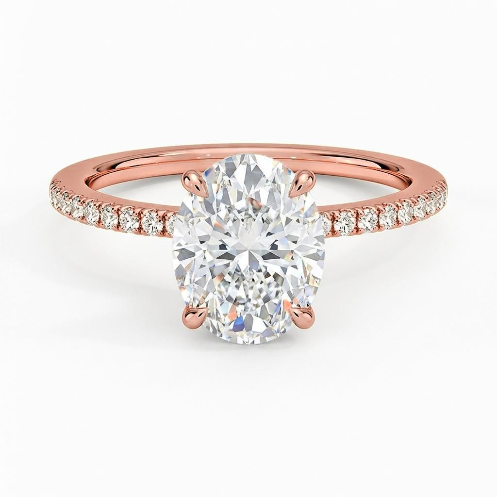 0.5 to 6 Carat Oval Lab Grown Diamond Solitaire Engagement Ring in 14K Gold