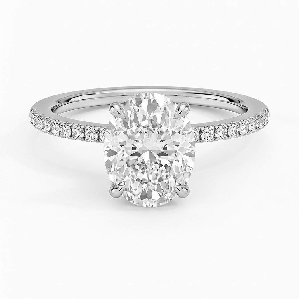 0.5 to 6 Carat Oval Lab Grown Diamond Solitaire Engagement Ring in 14K Gold