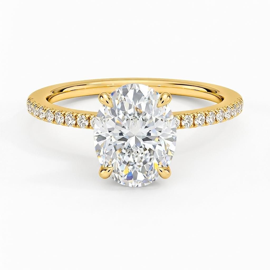 0.5 to 6 Carat Oval Lab Grown Diamond Solitaire Engagement Ring in 14K Gold