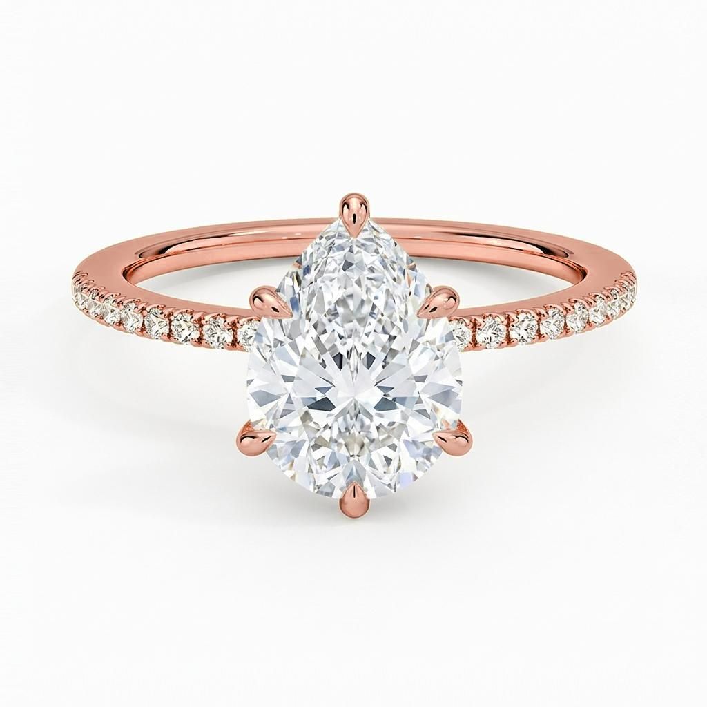 0.5 to 6 Carat Pear Lab Grown Diamond Solitaire Engagement Ring in 14K Gold