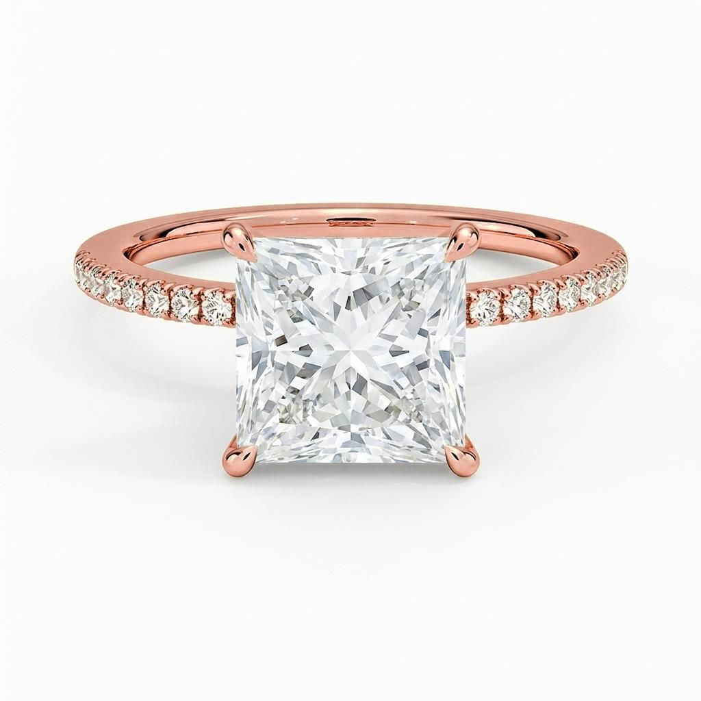 0.5 to 6 Carat Princess Lab Grown Diamond Solitaire Engagement Ring in 14K Gold