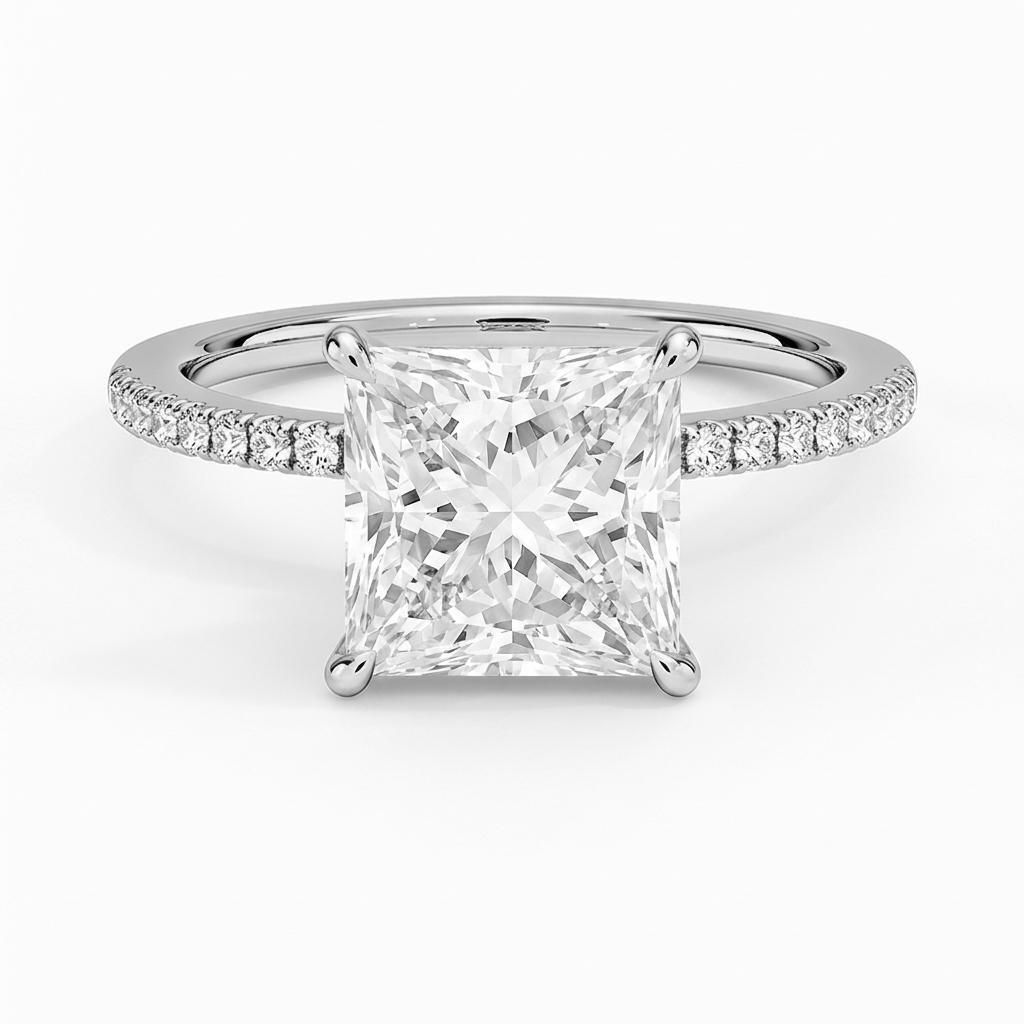 0.5 to 6 Carat Princess Lab Grown Diamond Solitaire Engagement Ring in 14K Gold