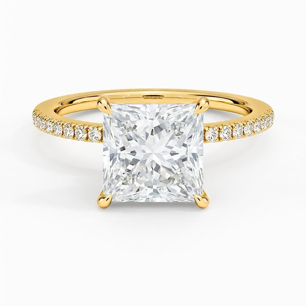 0.5 to 6 Carat Princess Lab Grown Diamond Solitaire Engagement Ring in 14K Gold