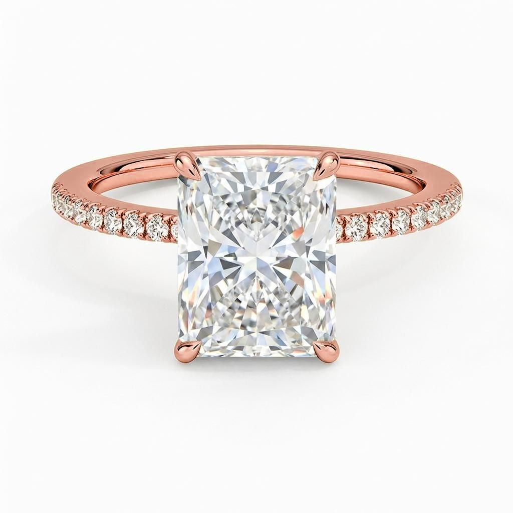 0.5 to 6 Carat Radiant Lab Grown Diamond Solitaire Engagement Ring in 14K Gold