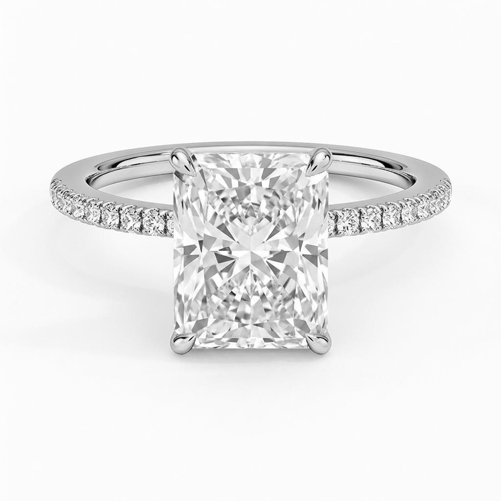 0.5 to 6 Carat Radiant Lab Grown Diamond Solitaire Engagement Ring in 14K Gold