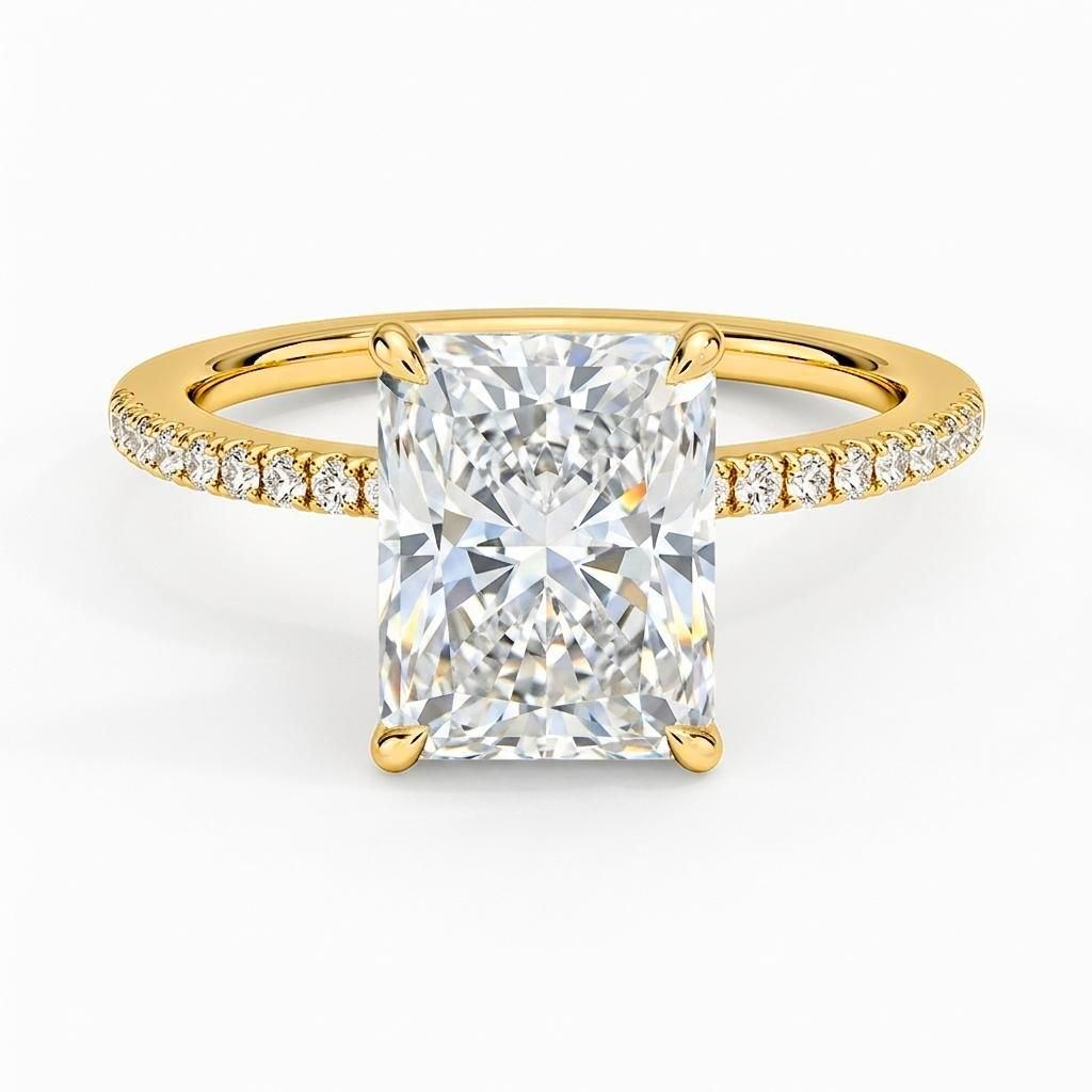 0.5 to 6 Carat Radiant Lab Grown Diamond Solitaire Engagement Ring in 14K Gold