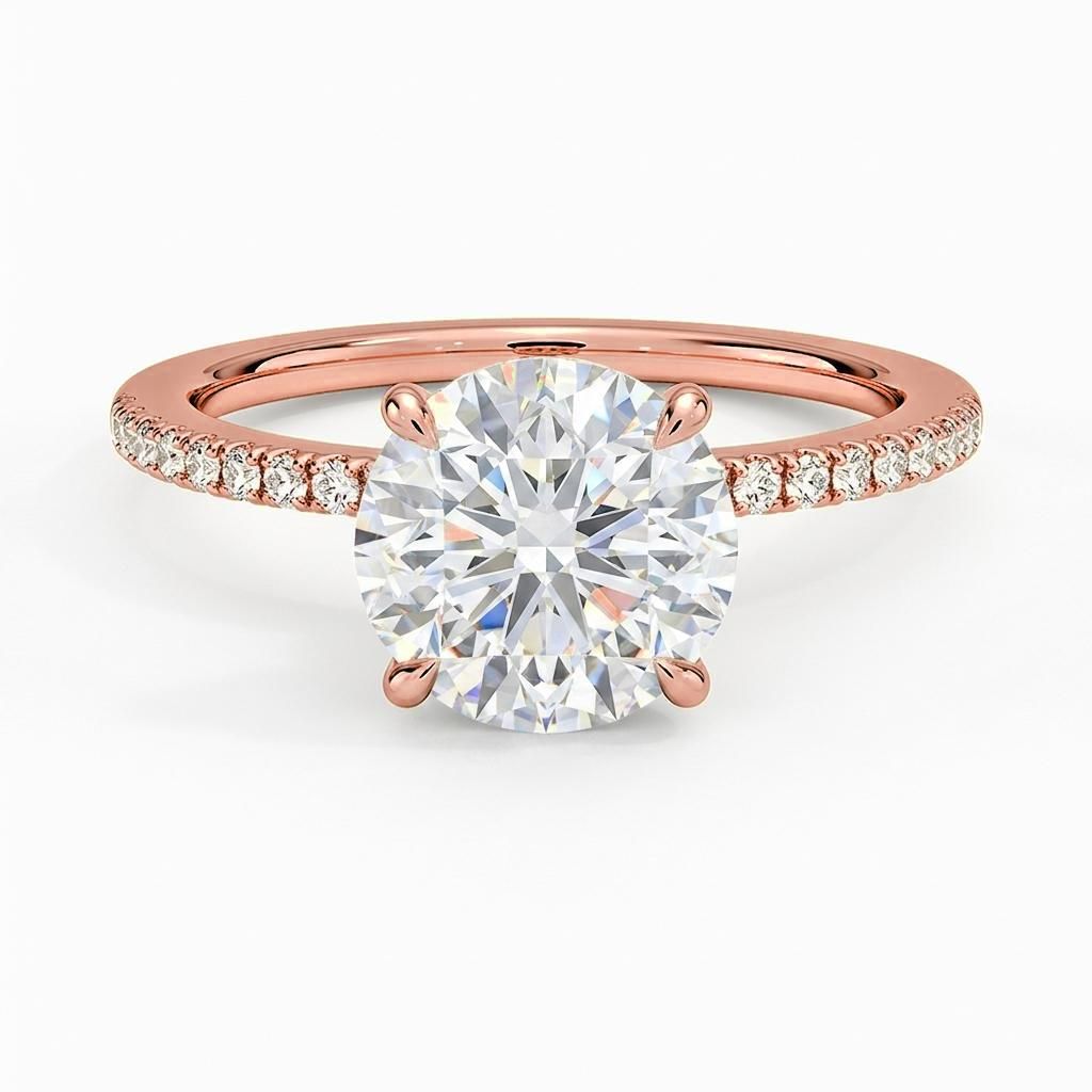 0.5 to 6 Carat Round Lab Grown Diamond Solitaire Engagement Ring in 14K Gold