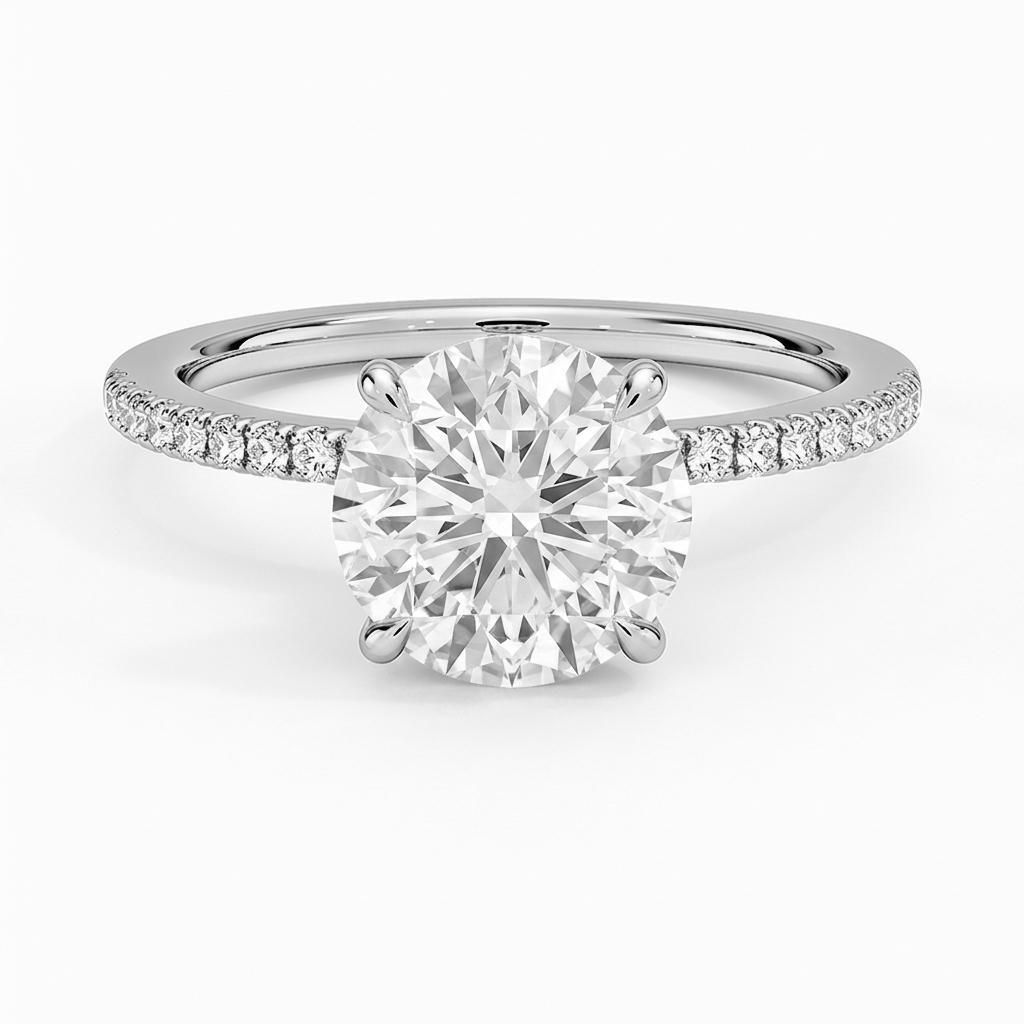0.5 to 6 Carat Round Lab Grown Diamond Solitaire Engagement Ring in 14K Gold