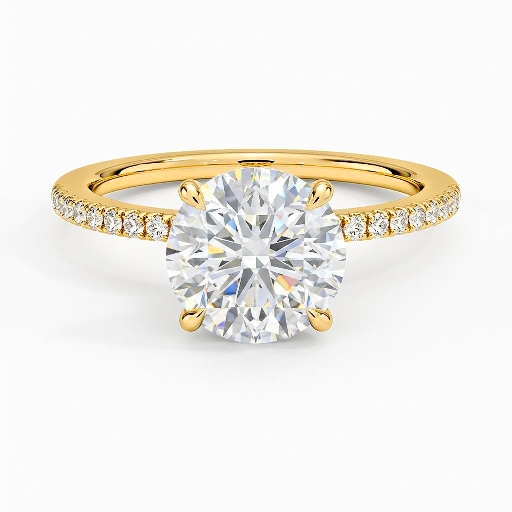 0.5 to 6 Carat Round Lab Grown Diamond Solitaire Engagement Ring in 14K Gold