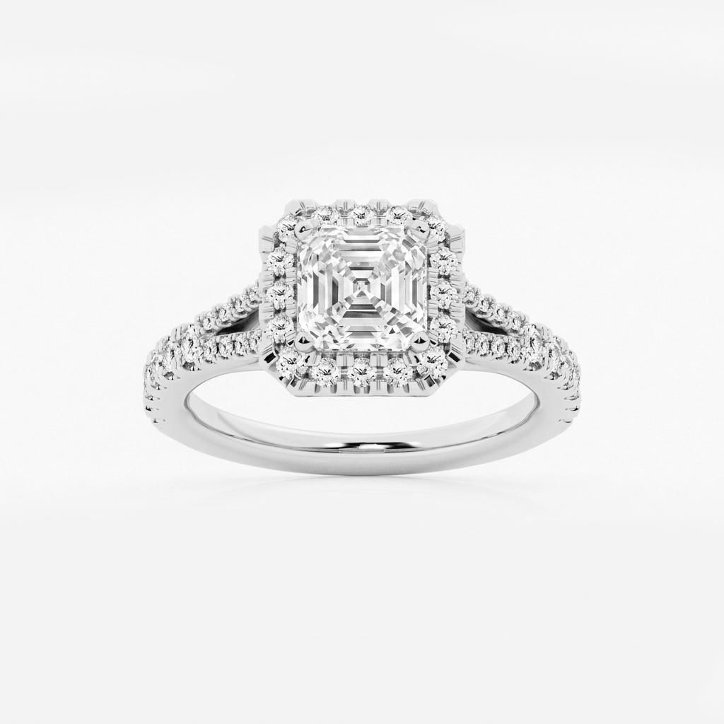 1.5 to 8.5 Carat Asscher Lab Grown Diamond Halo Engagement Ring in 14K Gold