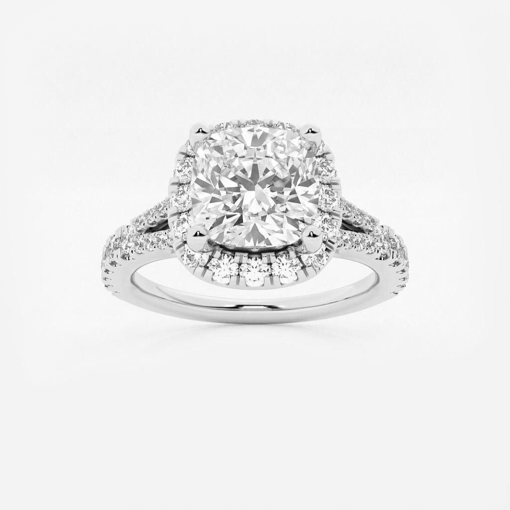 1.5 to 8.5 Carat Cushion Lab Grown Diamond Halo Engagement Ring in 14K Gold
