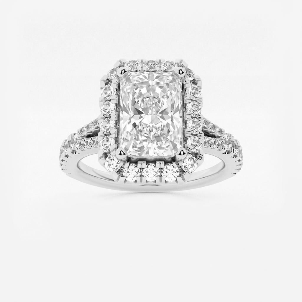 1.5 to 8.5 Carat Radiant Lab Grown Diamond Halo Engagement Ring in 14K Gold