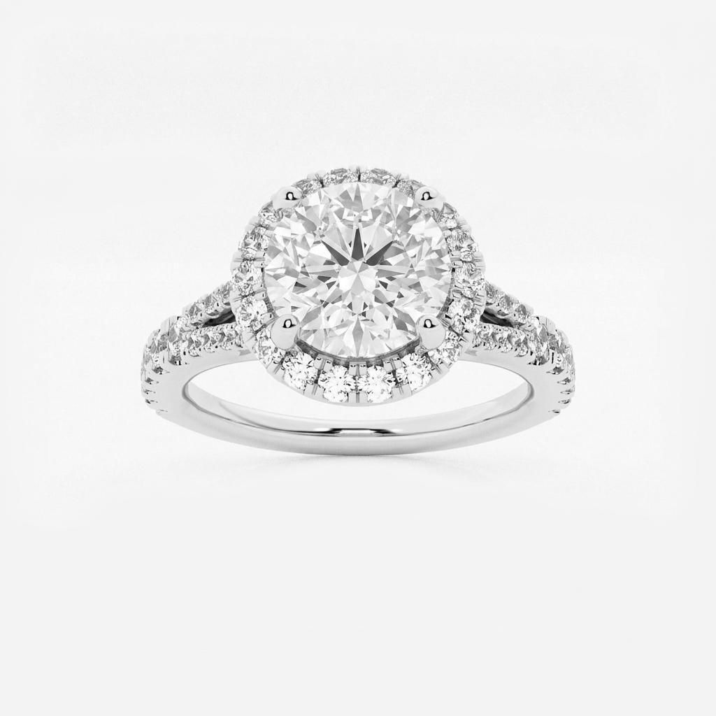 1.5 to 8.5 Carat Round Lab Grown Diamond Halo Engagement Ring in 14K Gold
