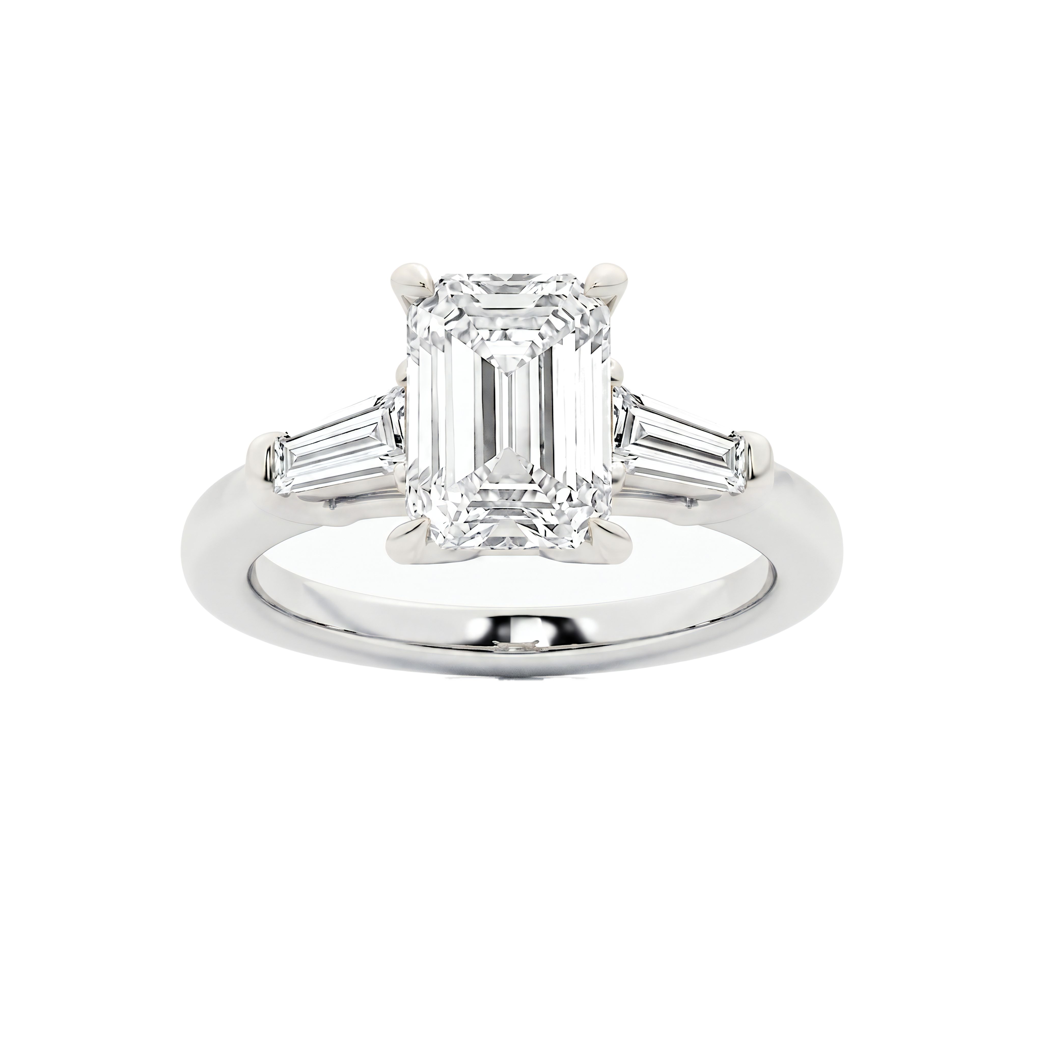 2.5 to 5.5 Carat Emerald Lab Grown Diamond Engagement Ring in 14K Gold