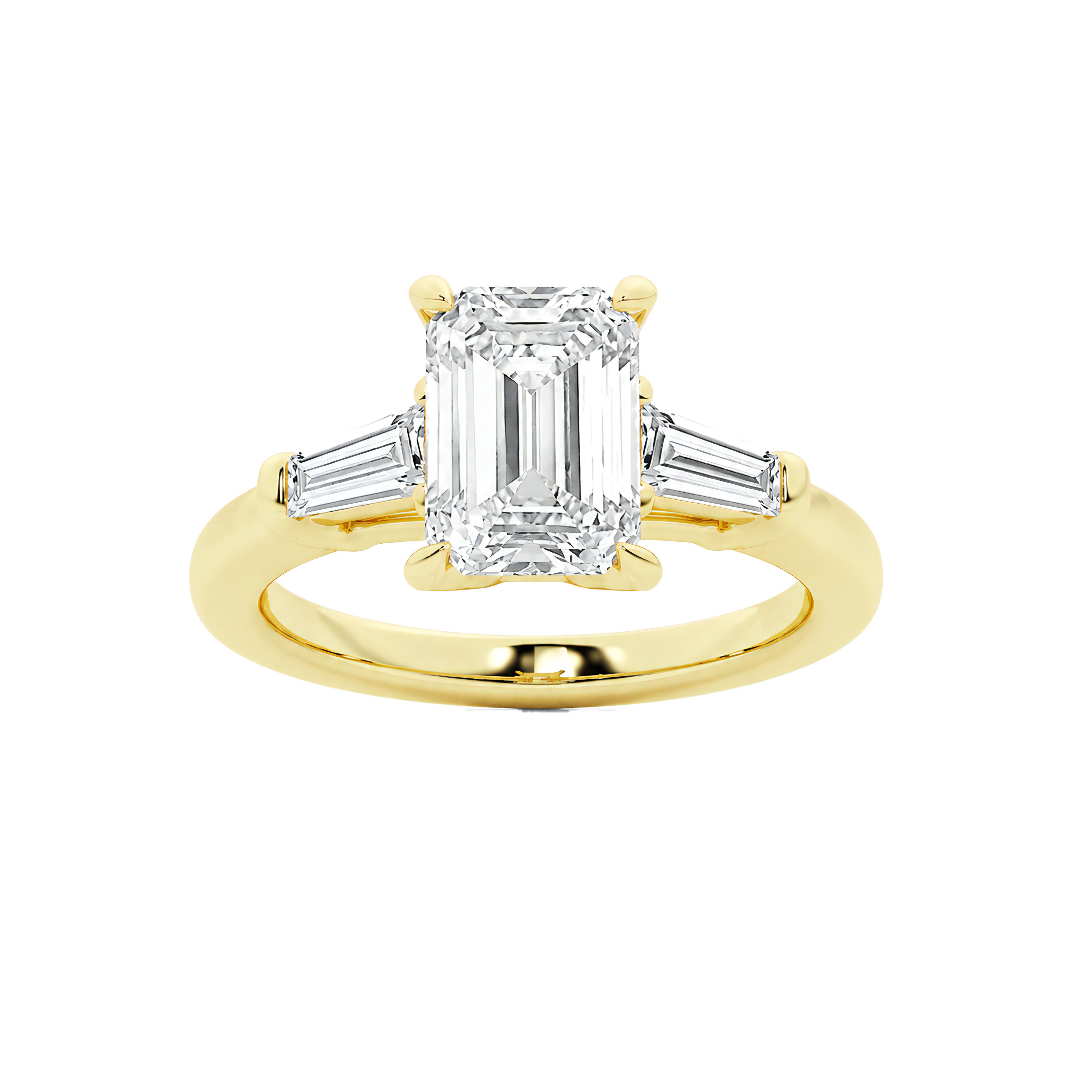 2.5 to 5.5 Carat Emerald Lab Grown Diamond Engagement Ring in 14K Gold