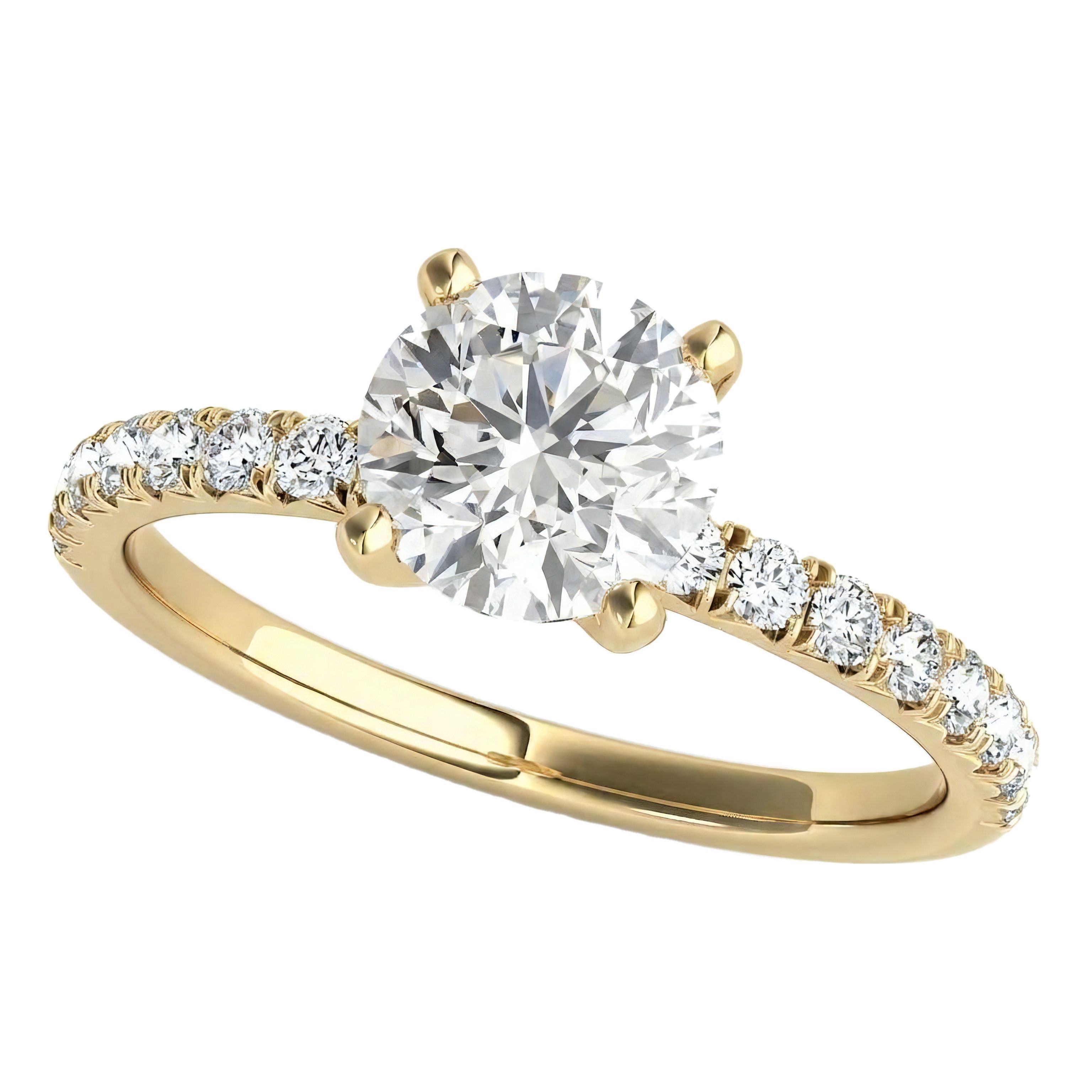 1 to 6.5 Carat Round Lab Grown Diamond Engagement Ring in 14K Gold
