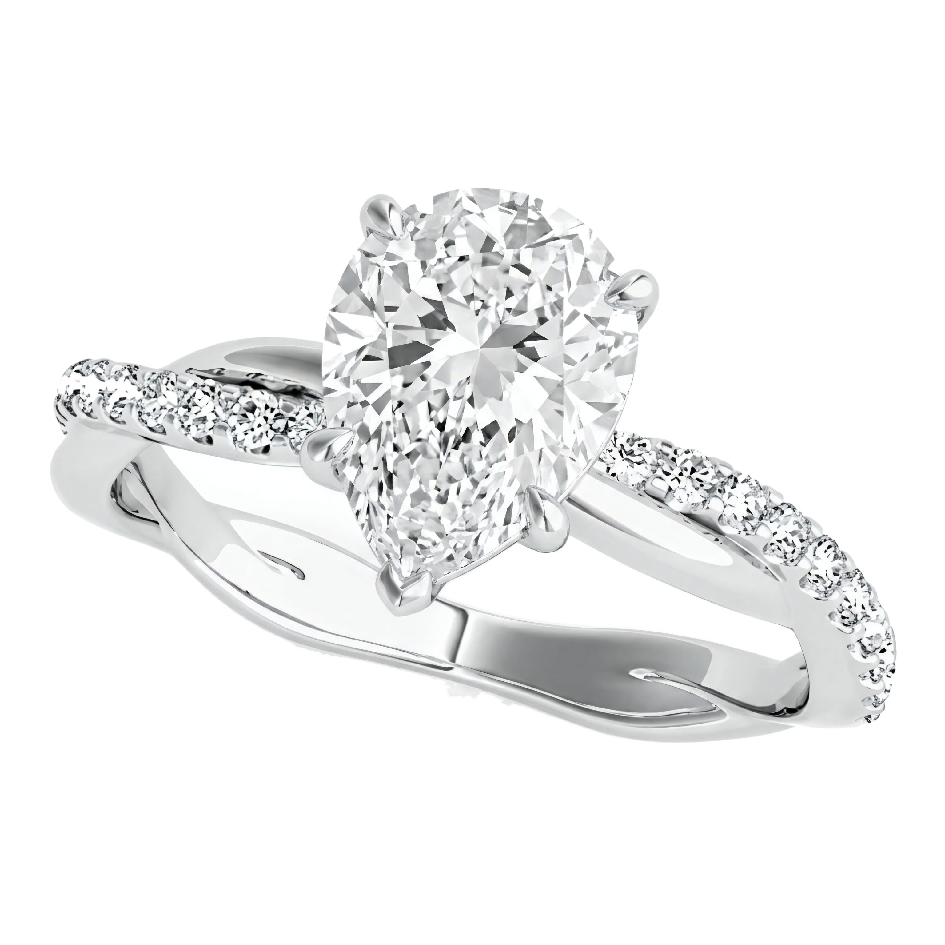 1.5 to 5.5 Carat Pear Lab Grown Diamond Engagement Ring in 14K Gold