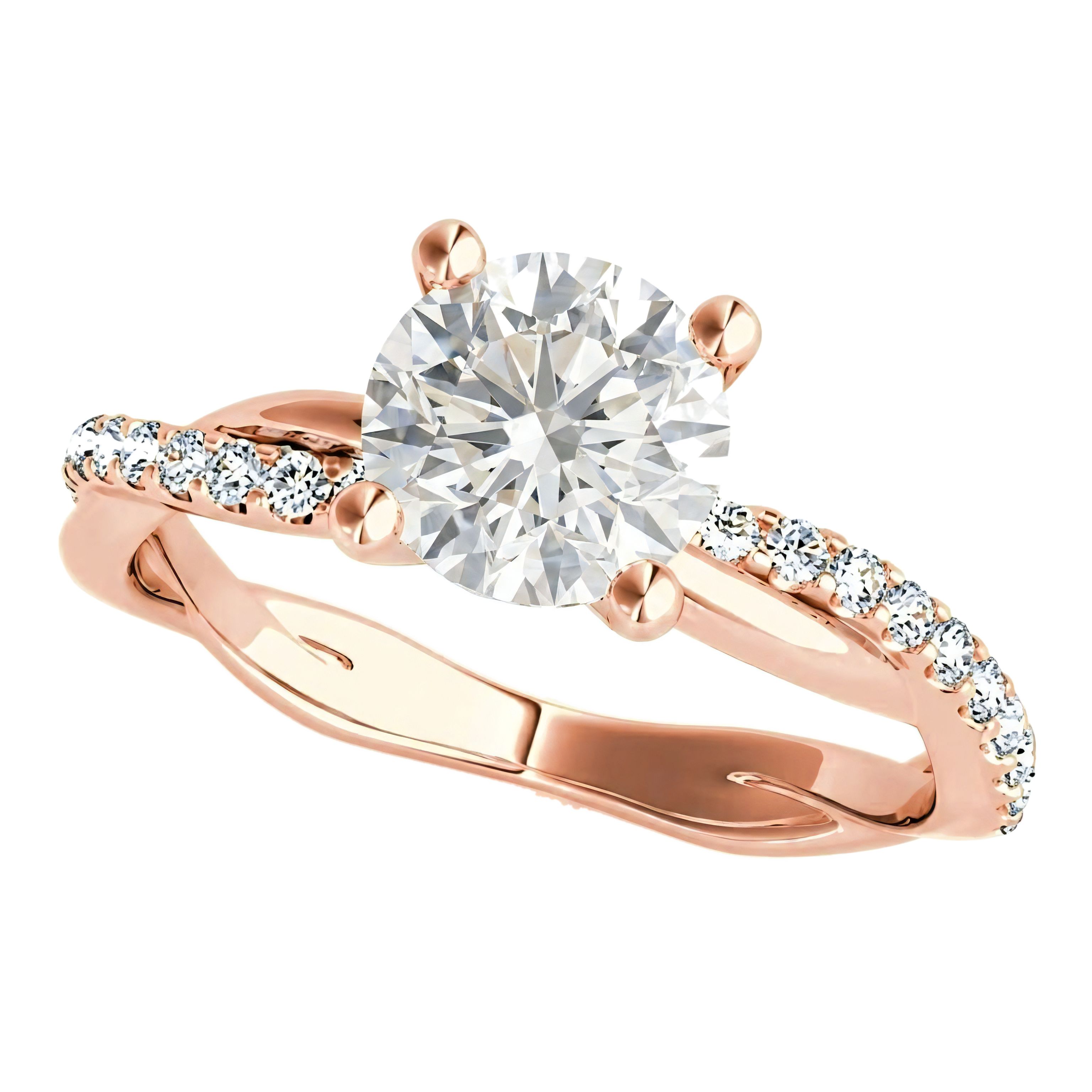1.5 to 5.5 Carat Round Lab Grown Diamond Engagement Ring in 14K Gold