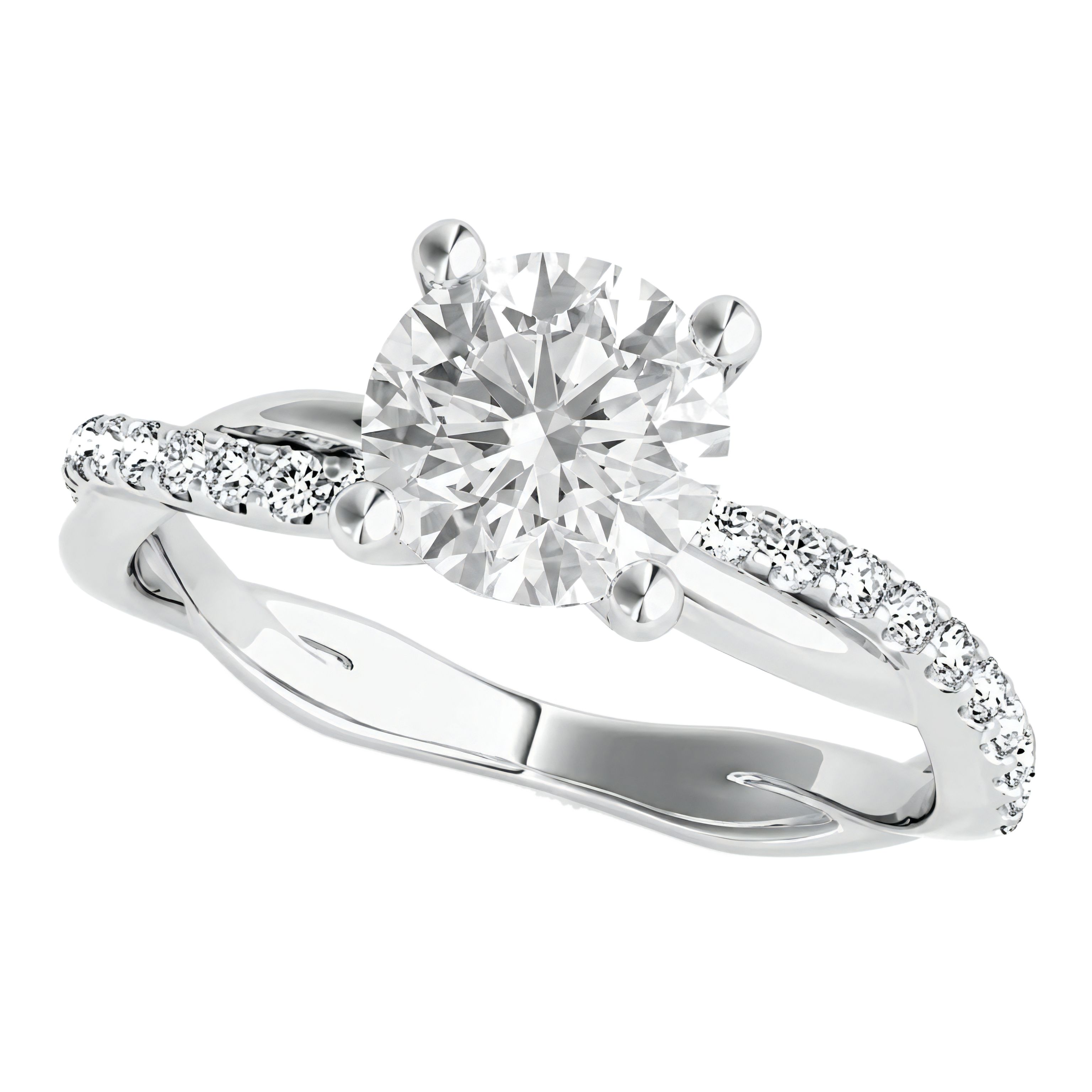1.5 to 5.5 Carat Round Lab Grown Diamond Engagement Ring in 14K Gold