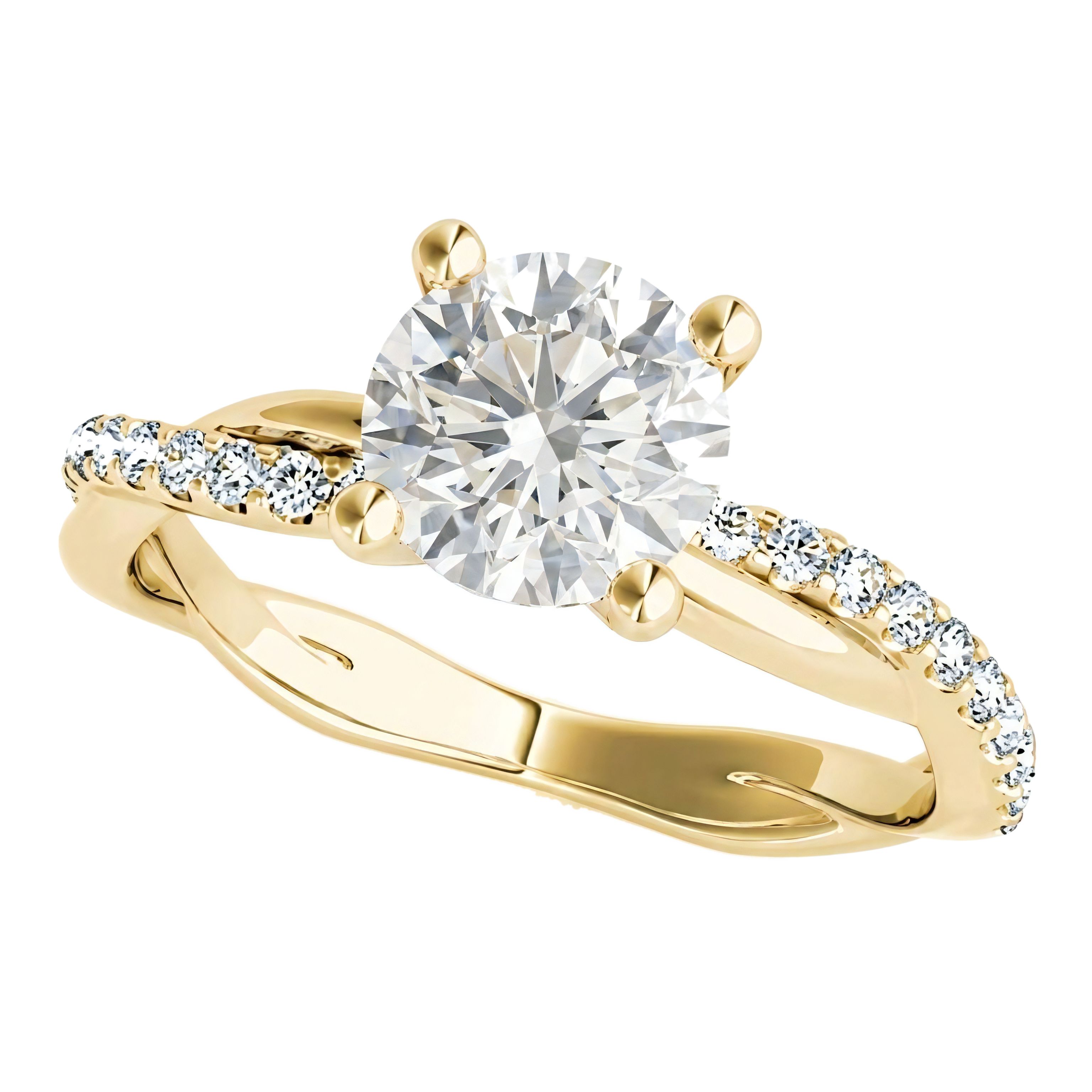 1.5 to 5.5 Carat Round Lab Grown Diamond Engagement Ring in 14K Gold