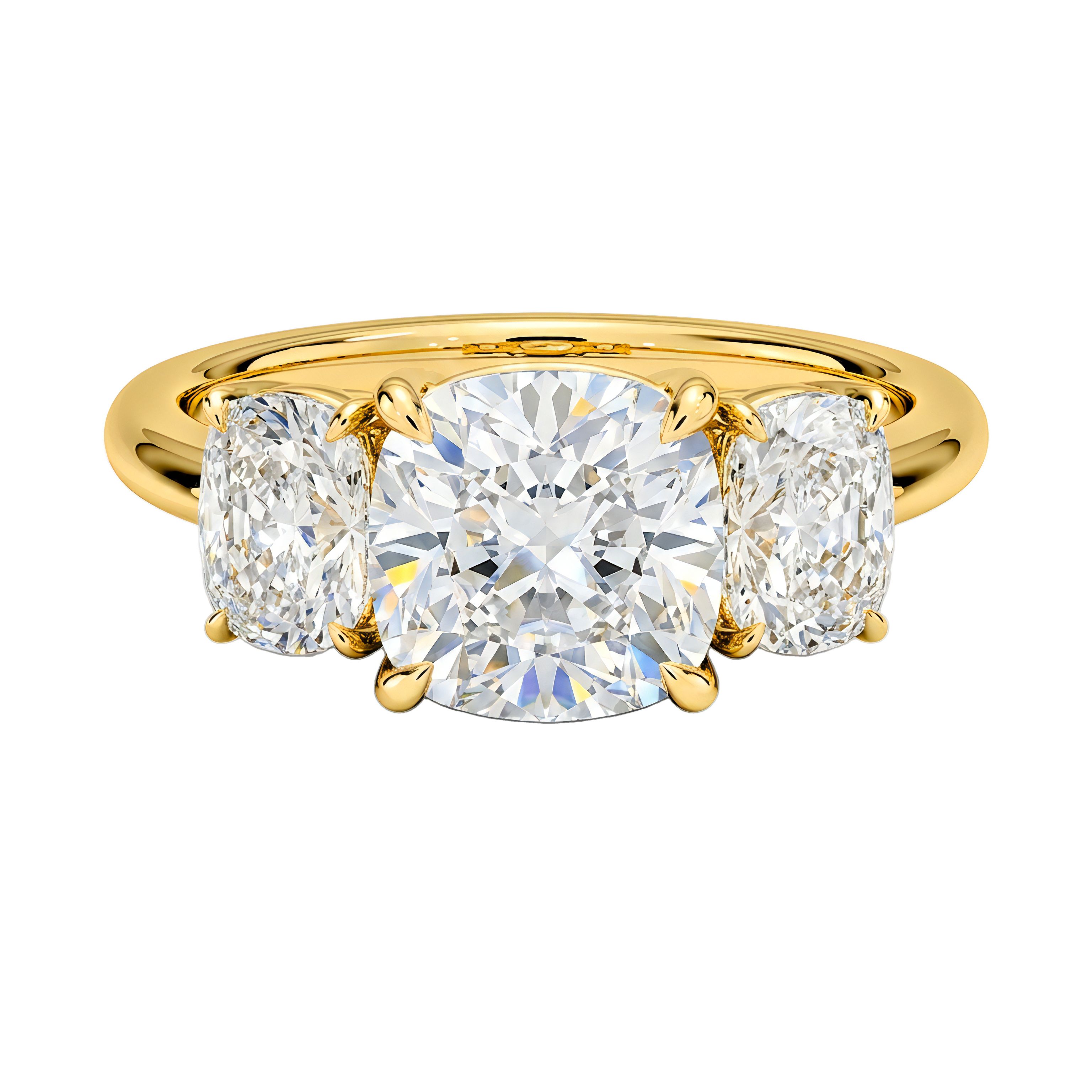 0.5 to 5 Carat Cushion Lab Grown Diamond Engagement Ring in 14K Gold