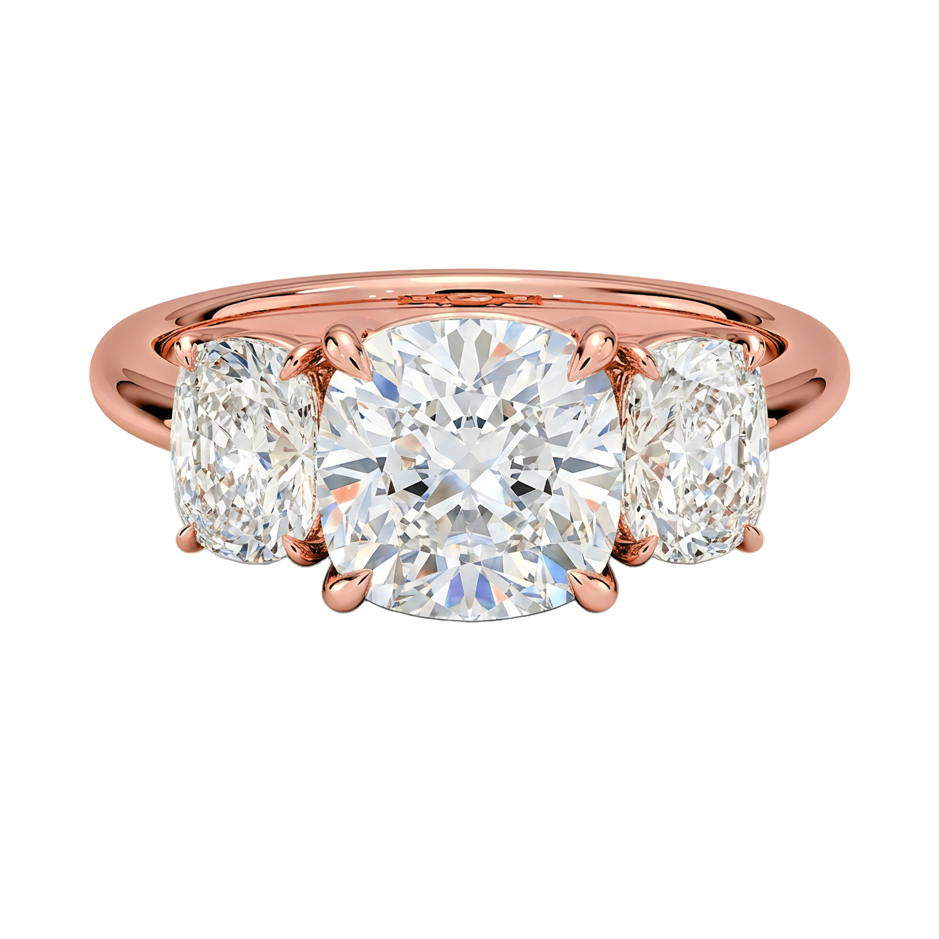 0.5 to 5 Carat Cushion Lab Grown Diamond Engagement Ring in 14K Gold